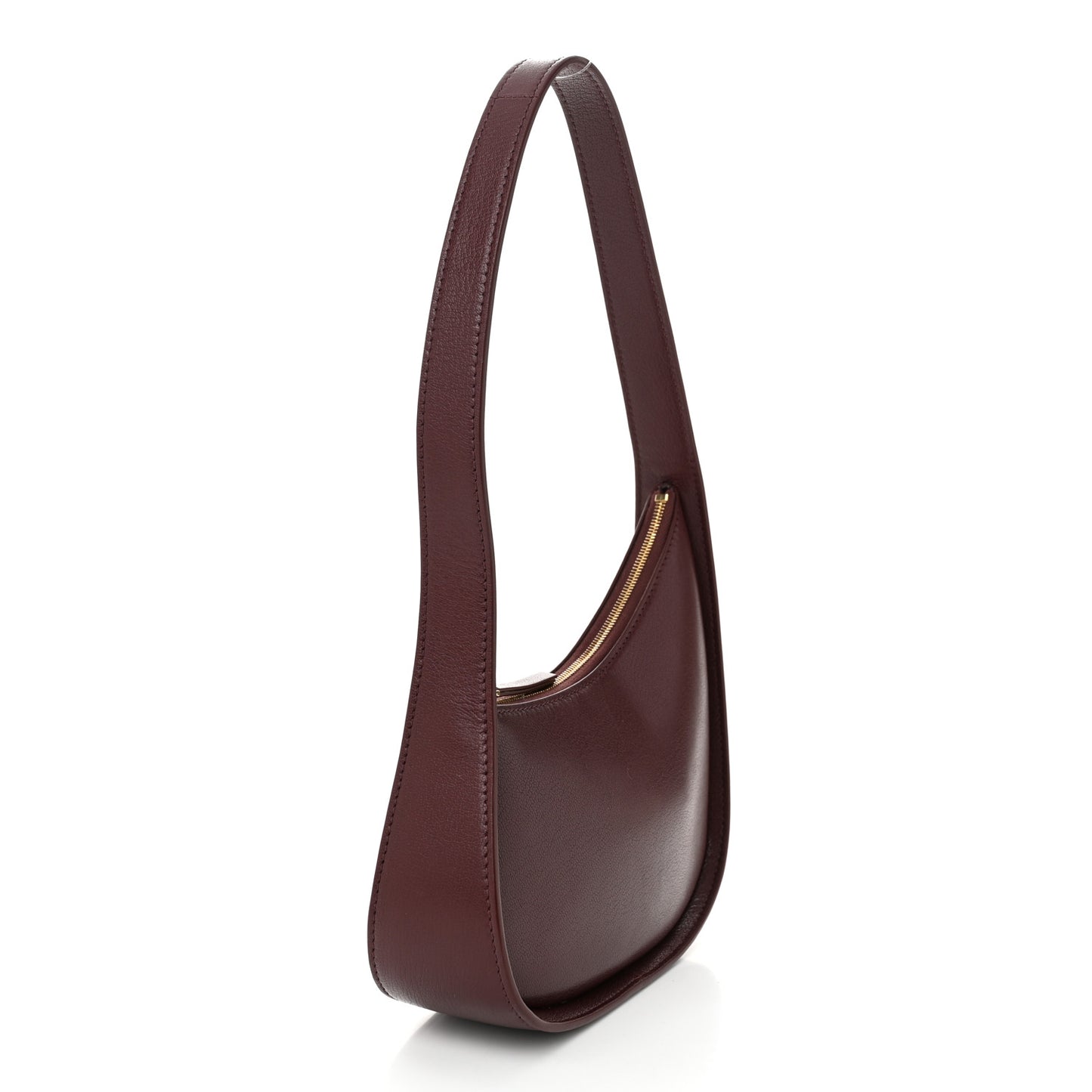 Grained Calfskin Half Moon Shoulder Bag Raisin