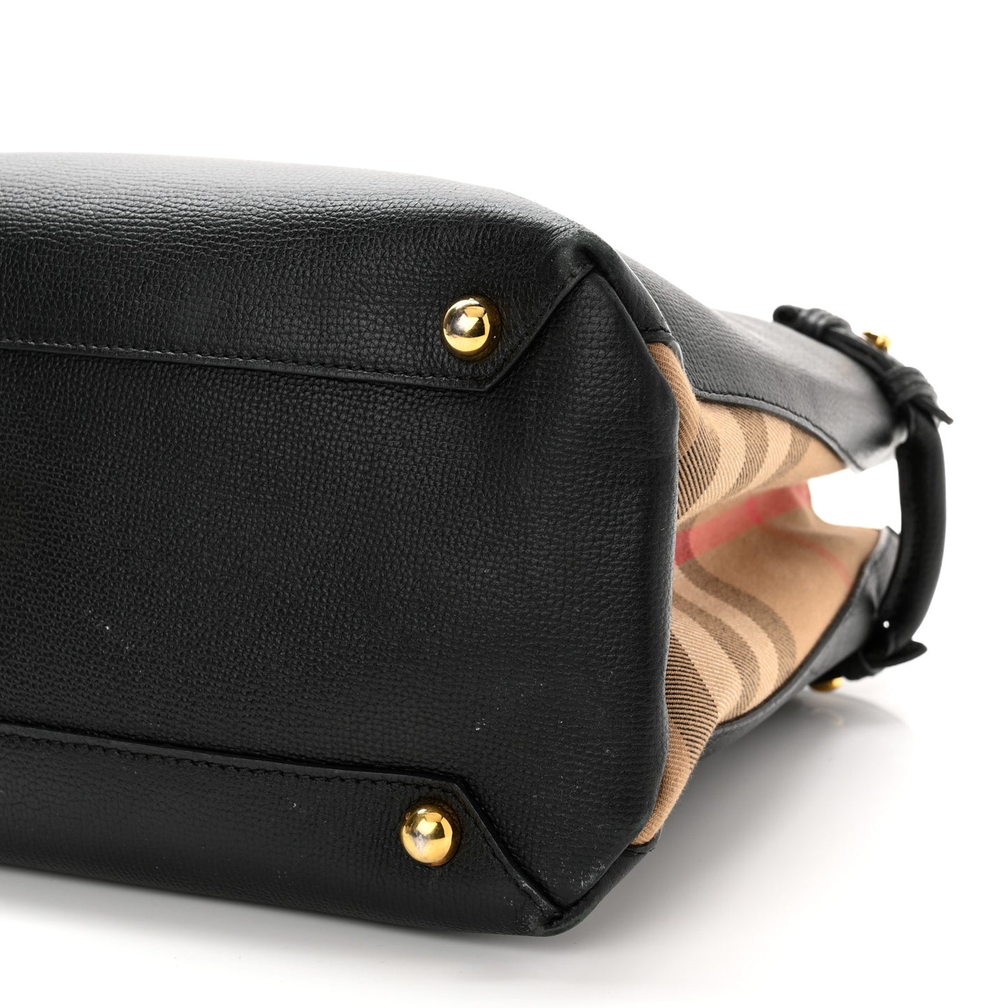 Grainy Calfskin House Check Medium Banner Tote Black