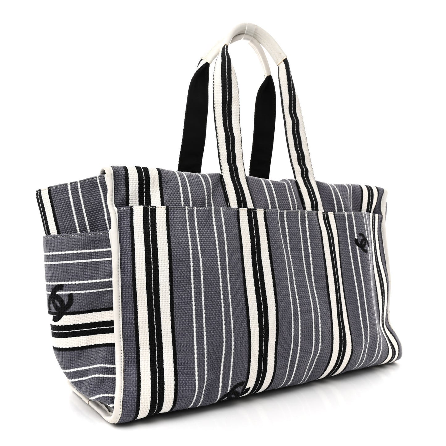 Striped Canvas CC Tote Blue White Black