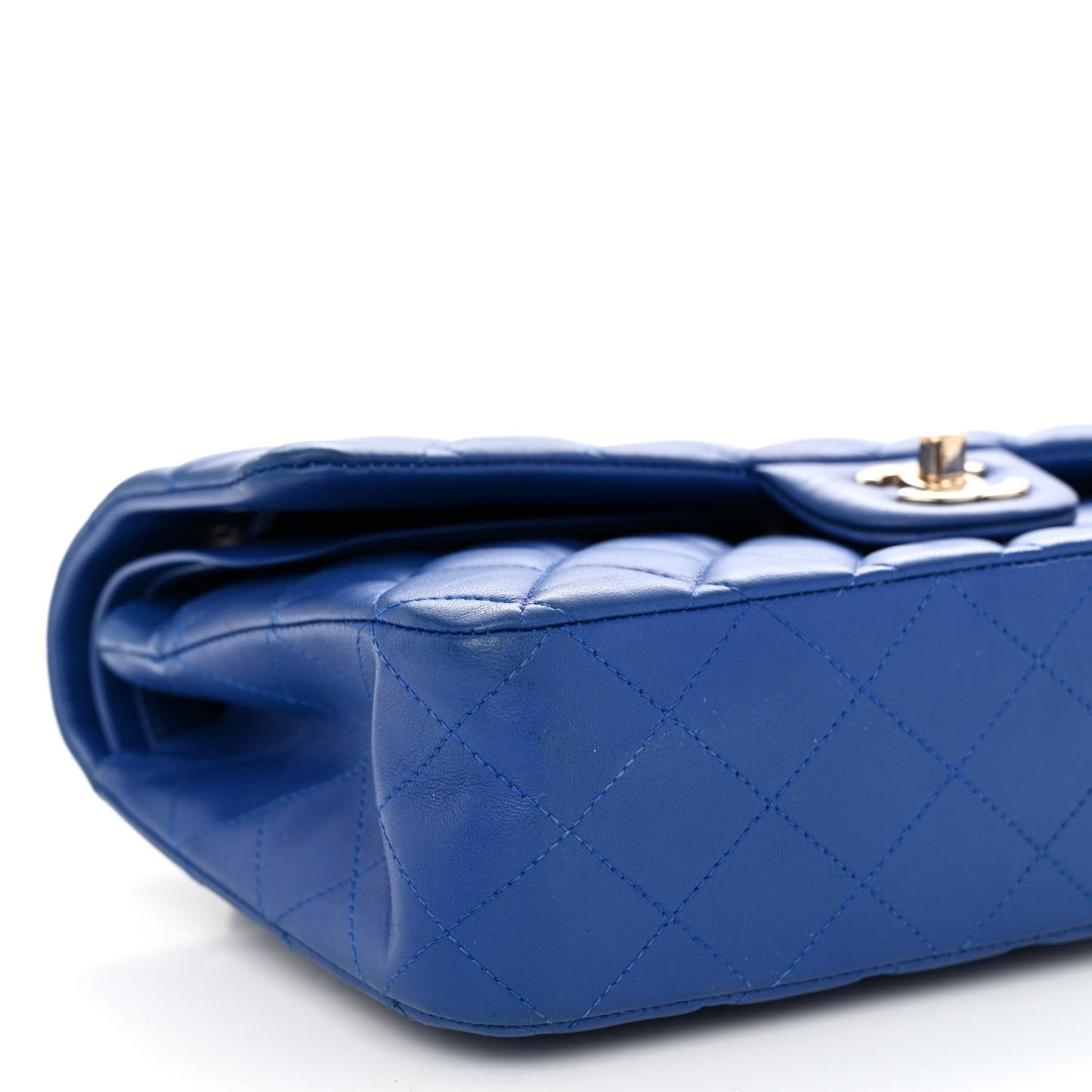 Lambskin Quilted Medium Double Flap Royal Blue