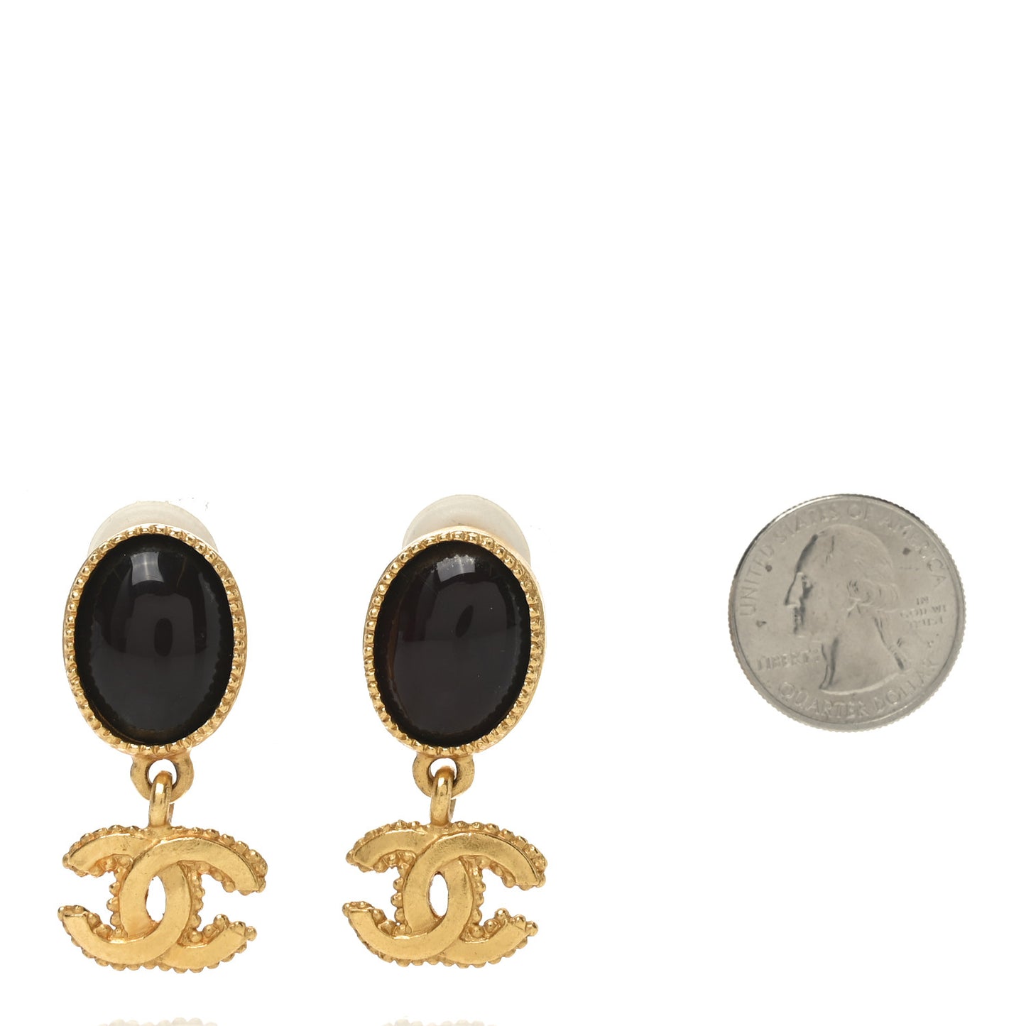 Metal Resin CC Drop Earrings Gold Red