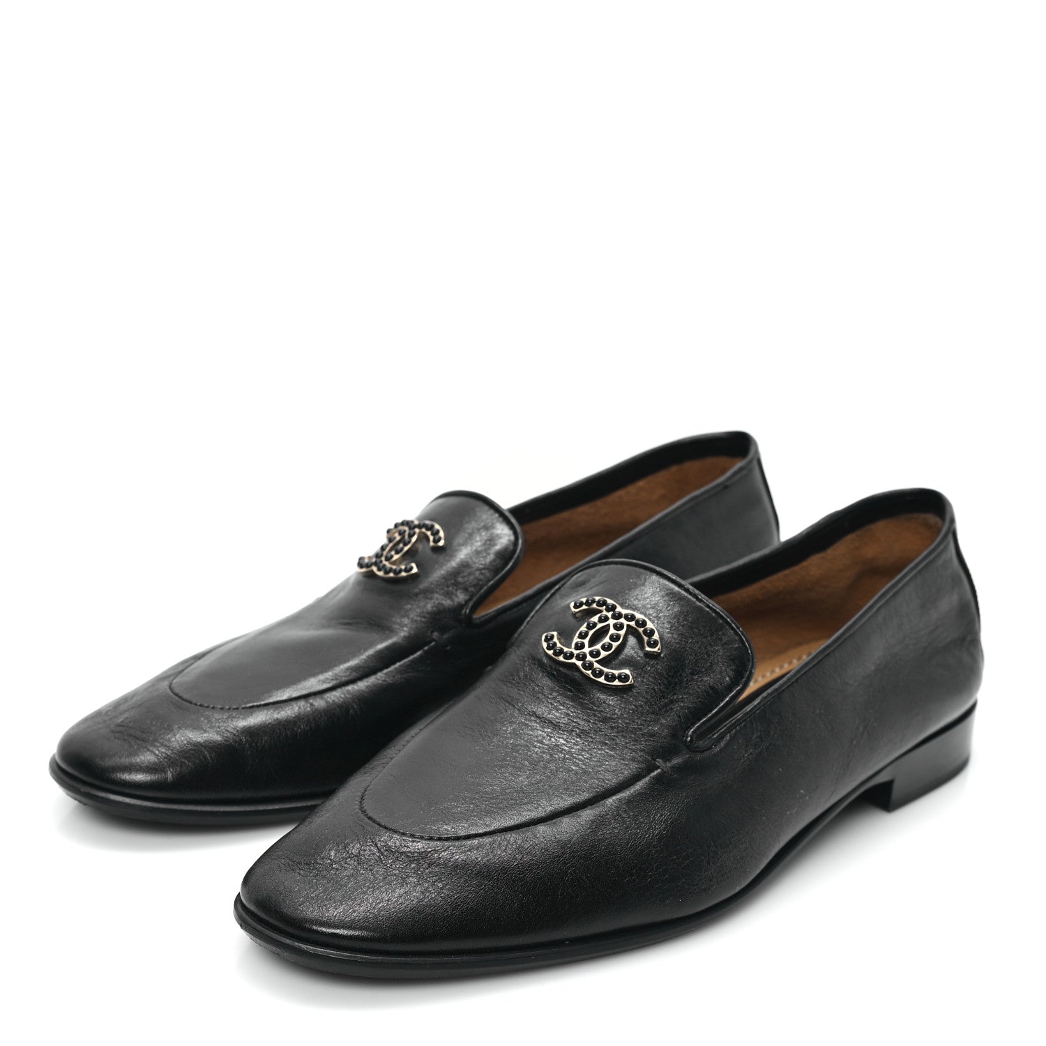 Chanel Shiny Calfskin CC Mocassin Loafers 40 Black 3 of 8