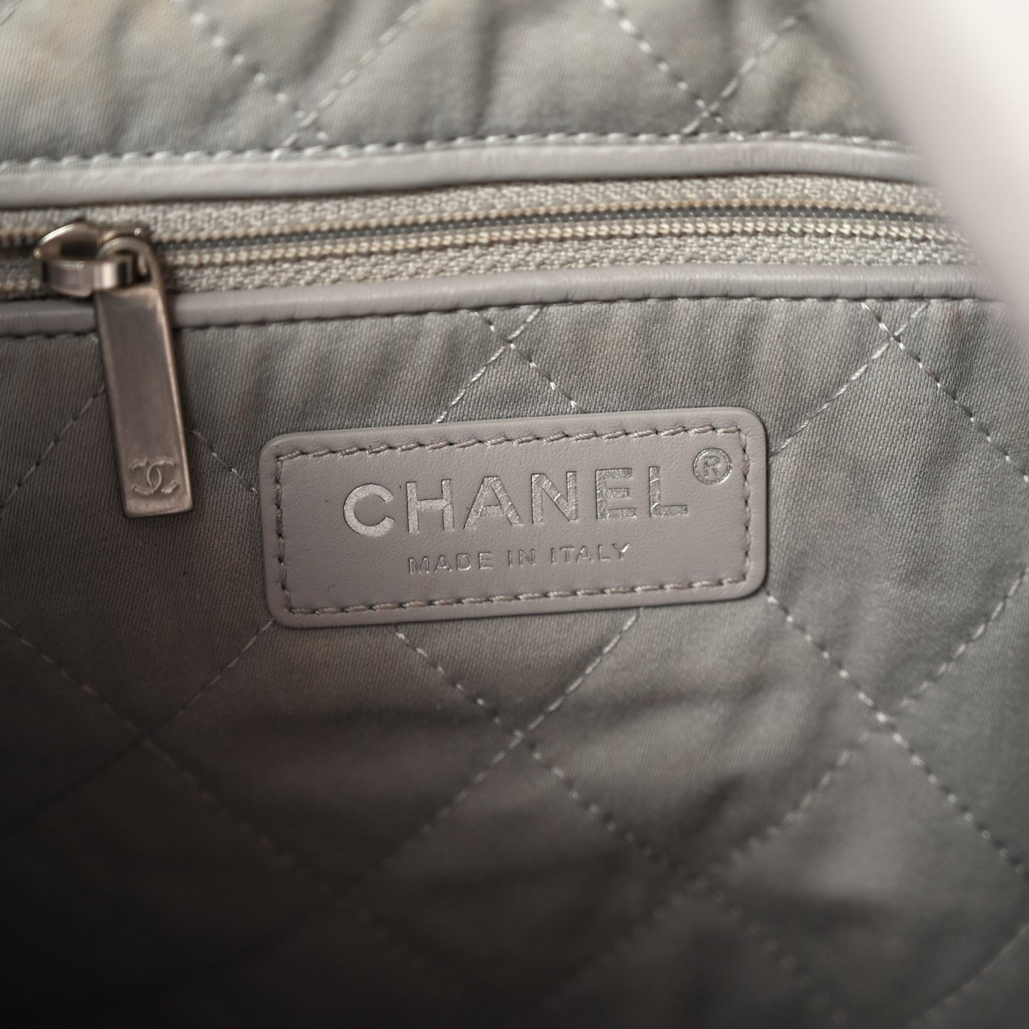 Shiny Calfskin Quilted Small Chanel 22 Grey
