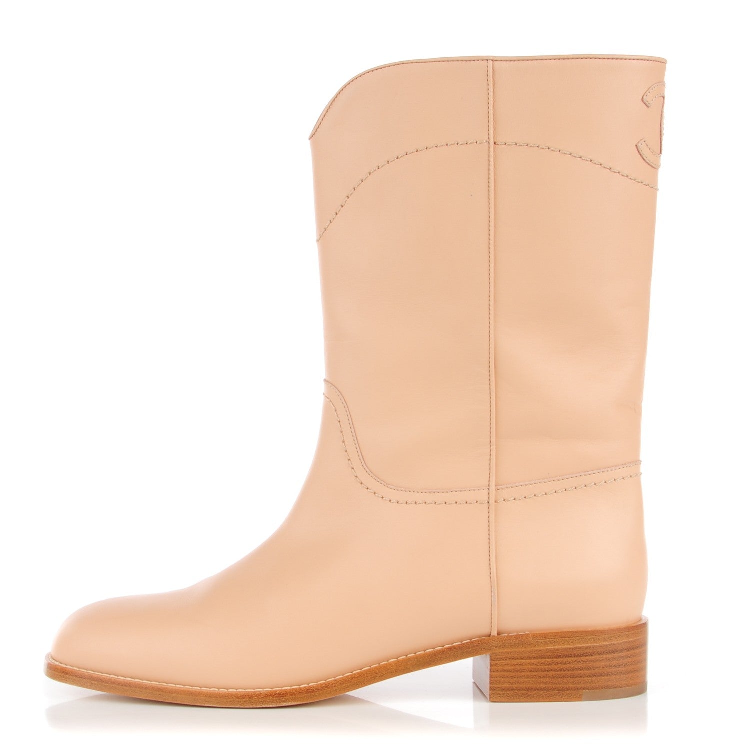 Chanel Calfskin Ascot CC Boots 42 Light Beige 126063 – FASHIONPHILE