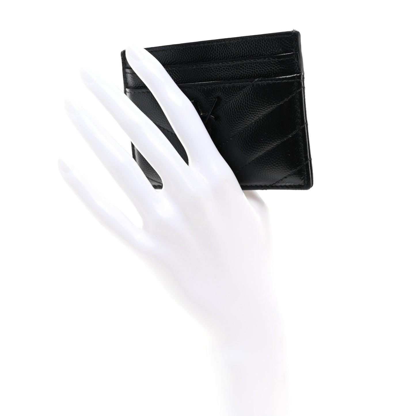 Grain De Poudre Matelasse Chevron Monochrome Monogram Credit Card Case Black