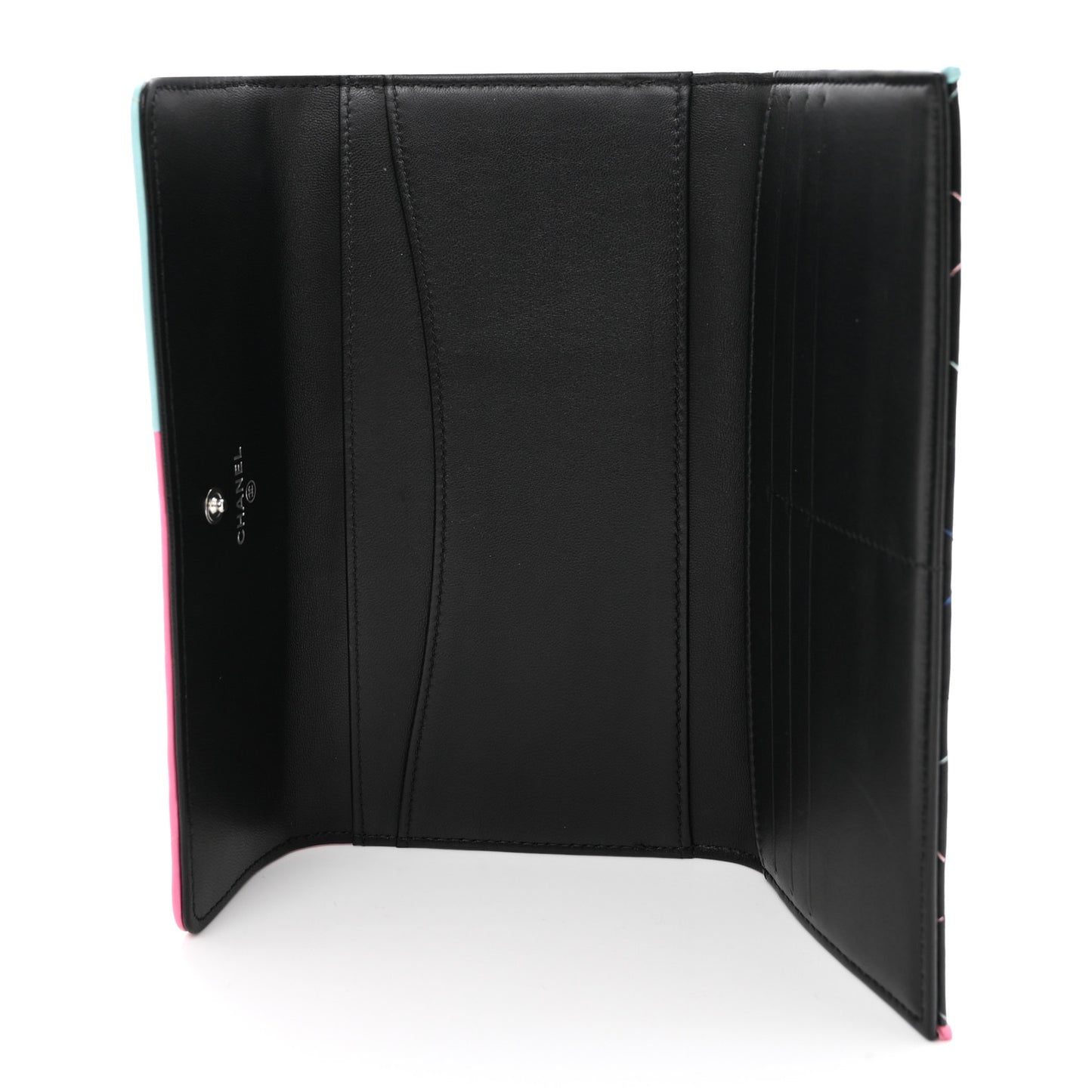 Lambskin Quilted Long Flap Wallet Multicolor