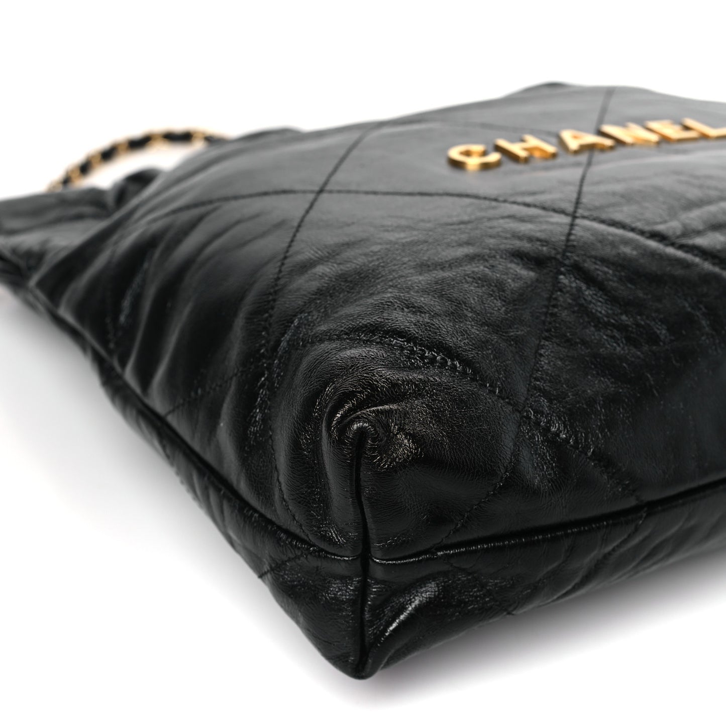 Shiny Calfskin Quilted Small Chanel 22 Black