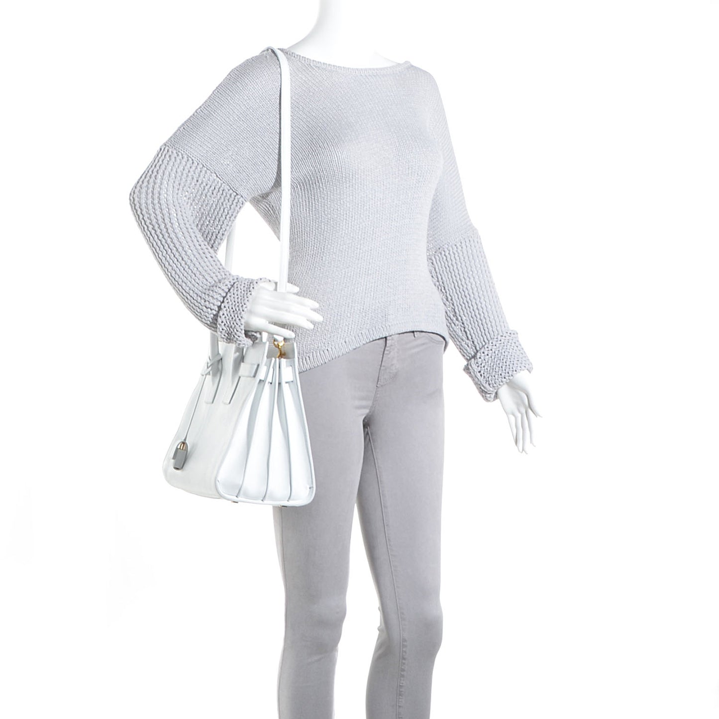Leather Small Sac de Jour White