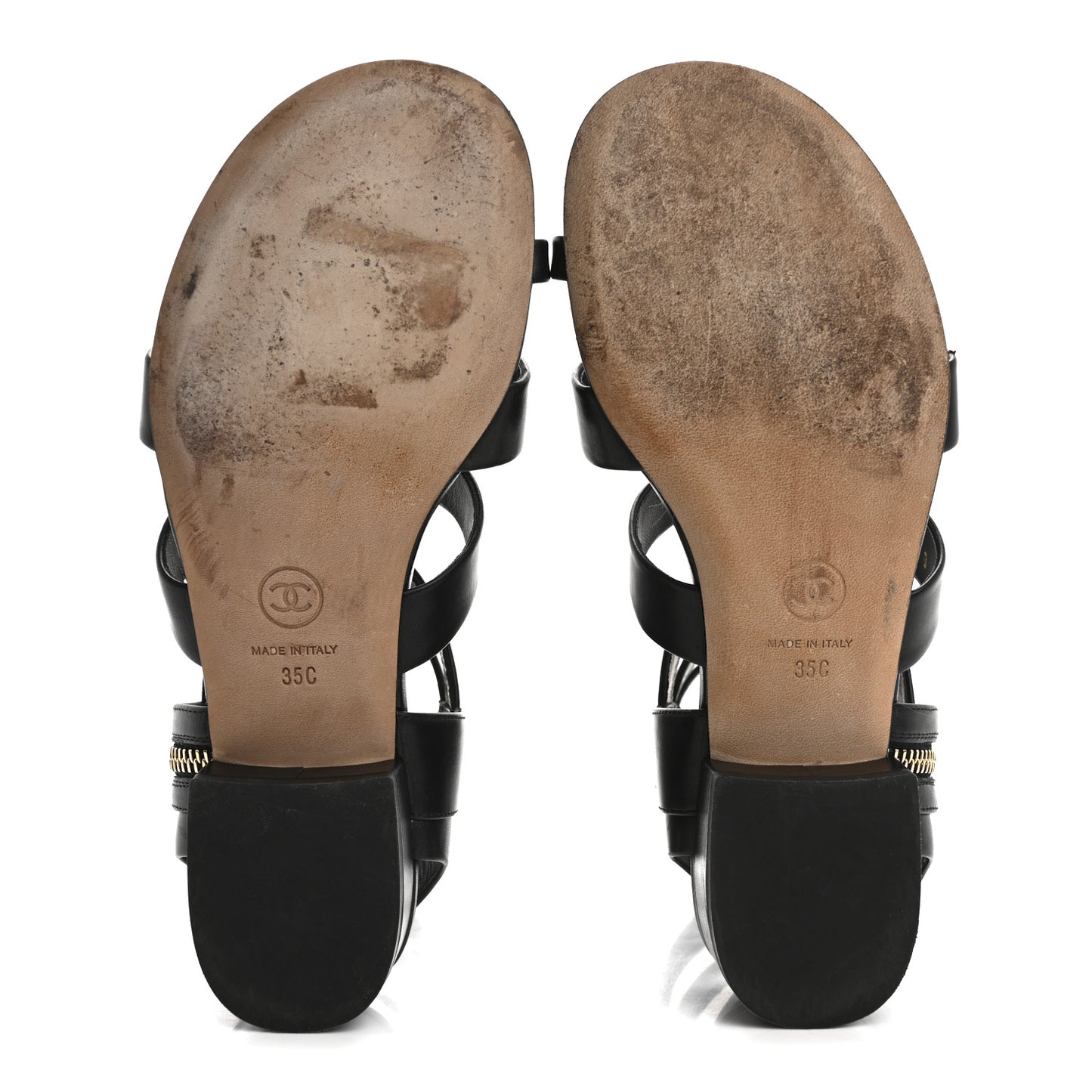 Calfskin Gladiator Sandals 35 Black