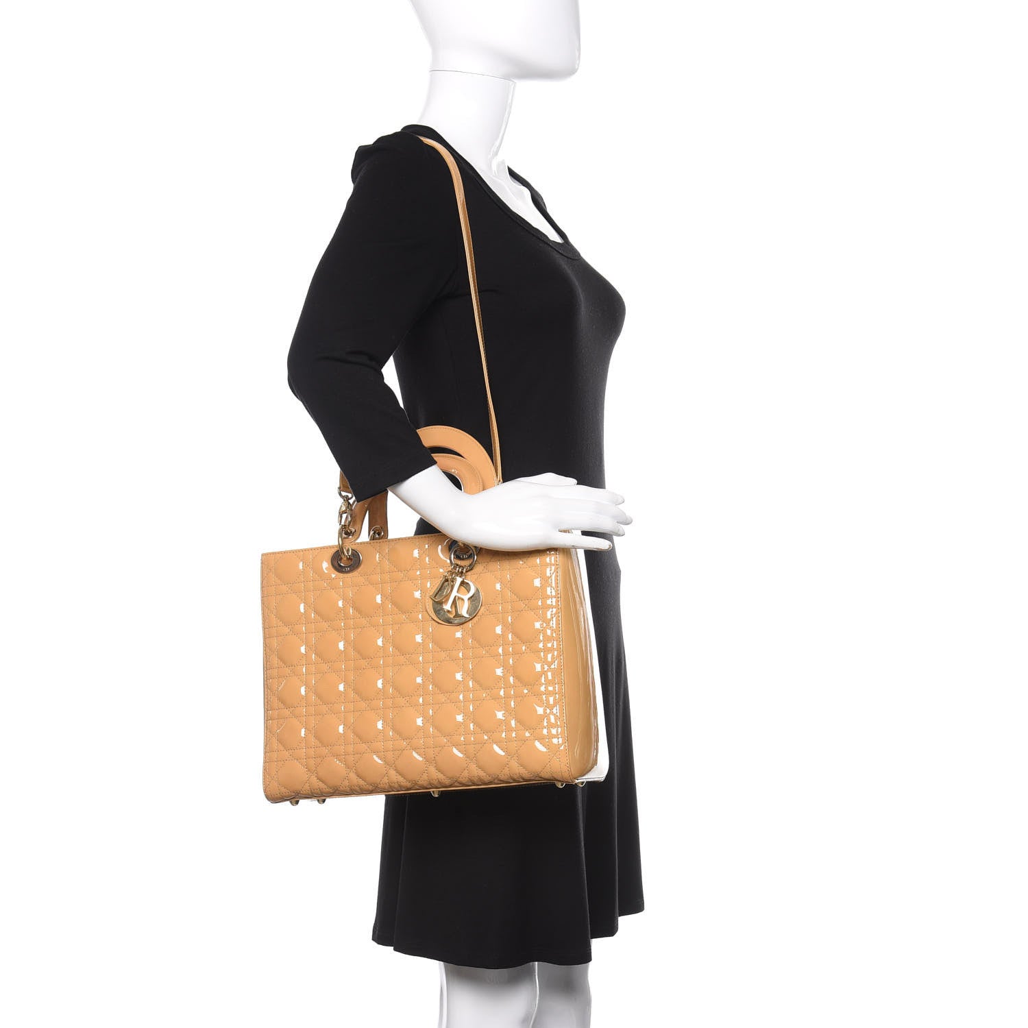 Christian Dior Patent Cannage Large Lady Dior Beige 2 of 16