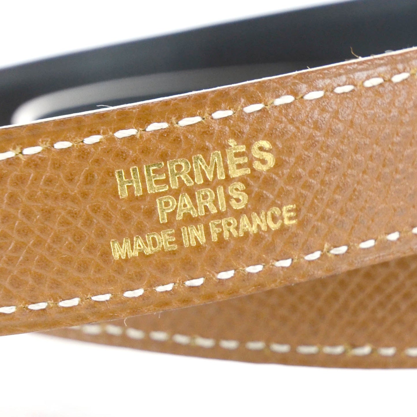 Leather Reversible H Belt 90 Black Gold