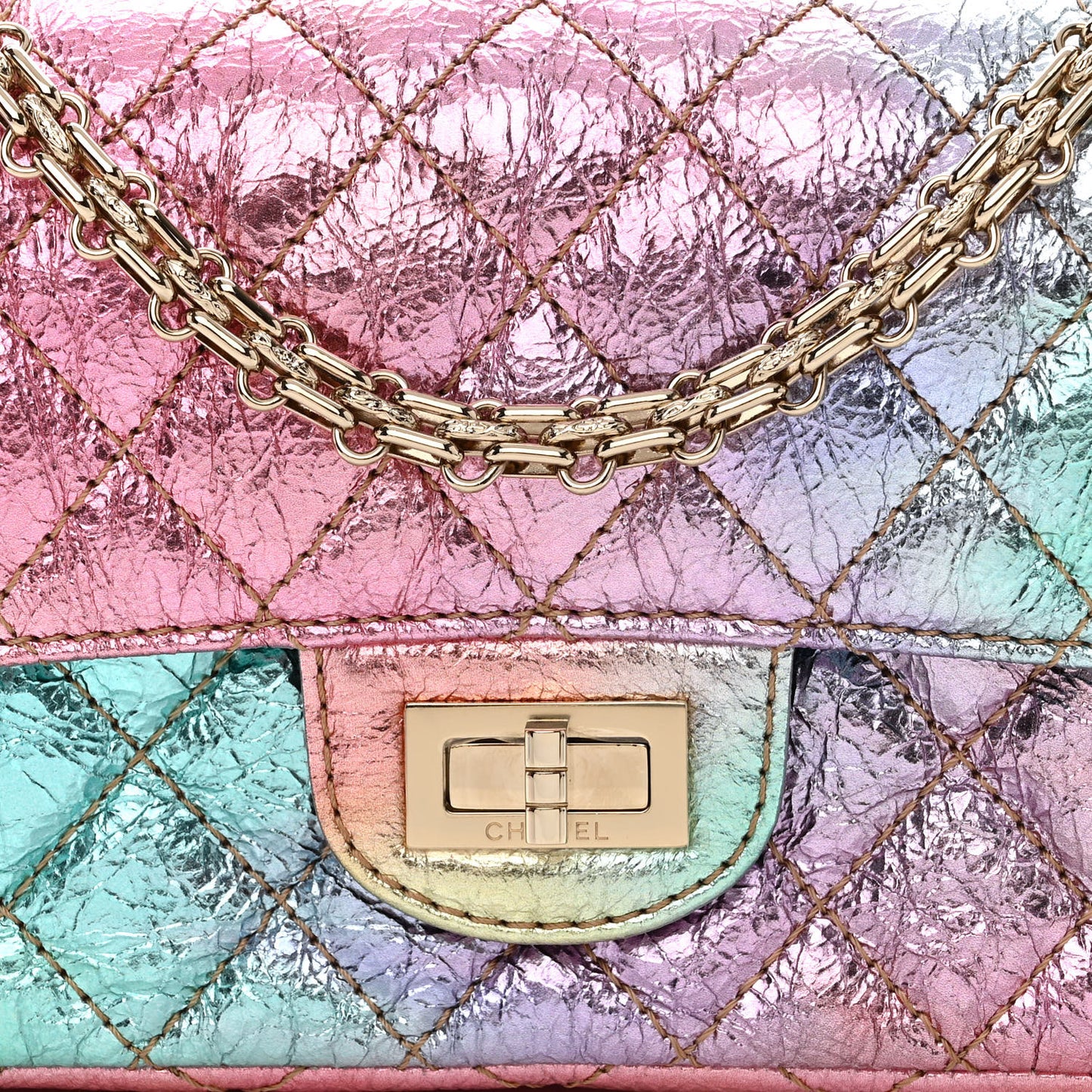 Metallic Goatskin Quilted Mini 2.55 Reissue Flap Multicolor