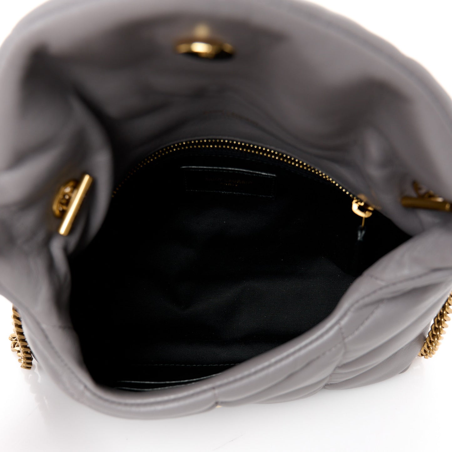 Lambskin Quilted Toy Loulou Puffer Monogram Chain Satchel Fog