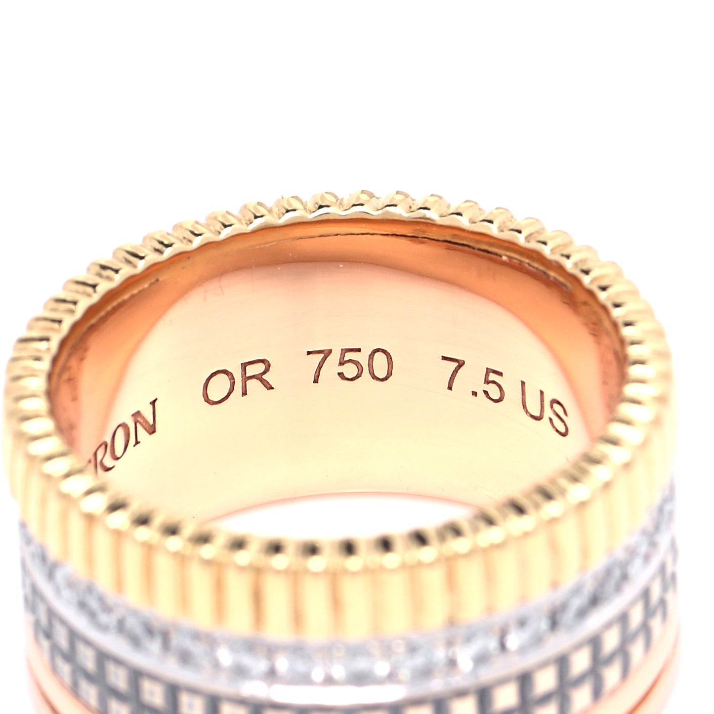 18K Pink Yellow White Gold Diamond Large Quatre Classique Ring 56 7.5