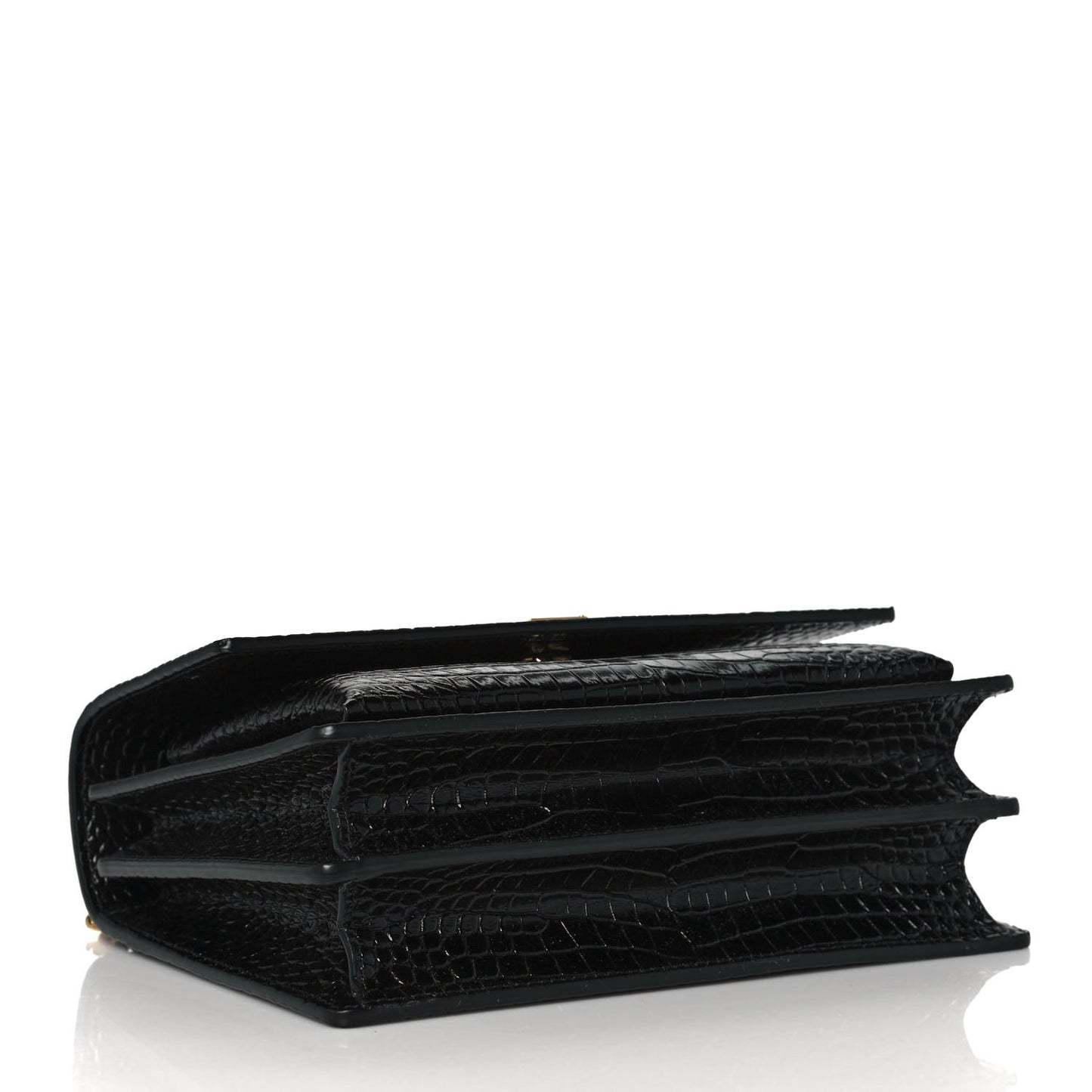 Calfskin Crocodile Embossed Medium Monogram Sunset Black