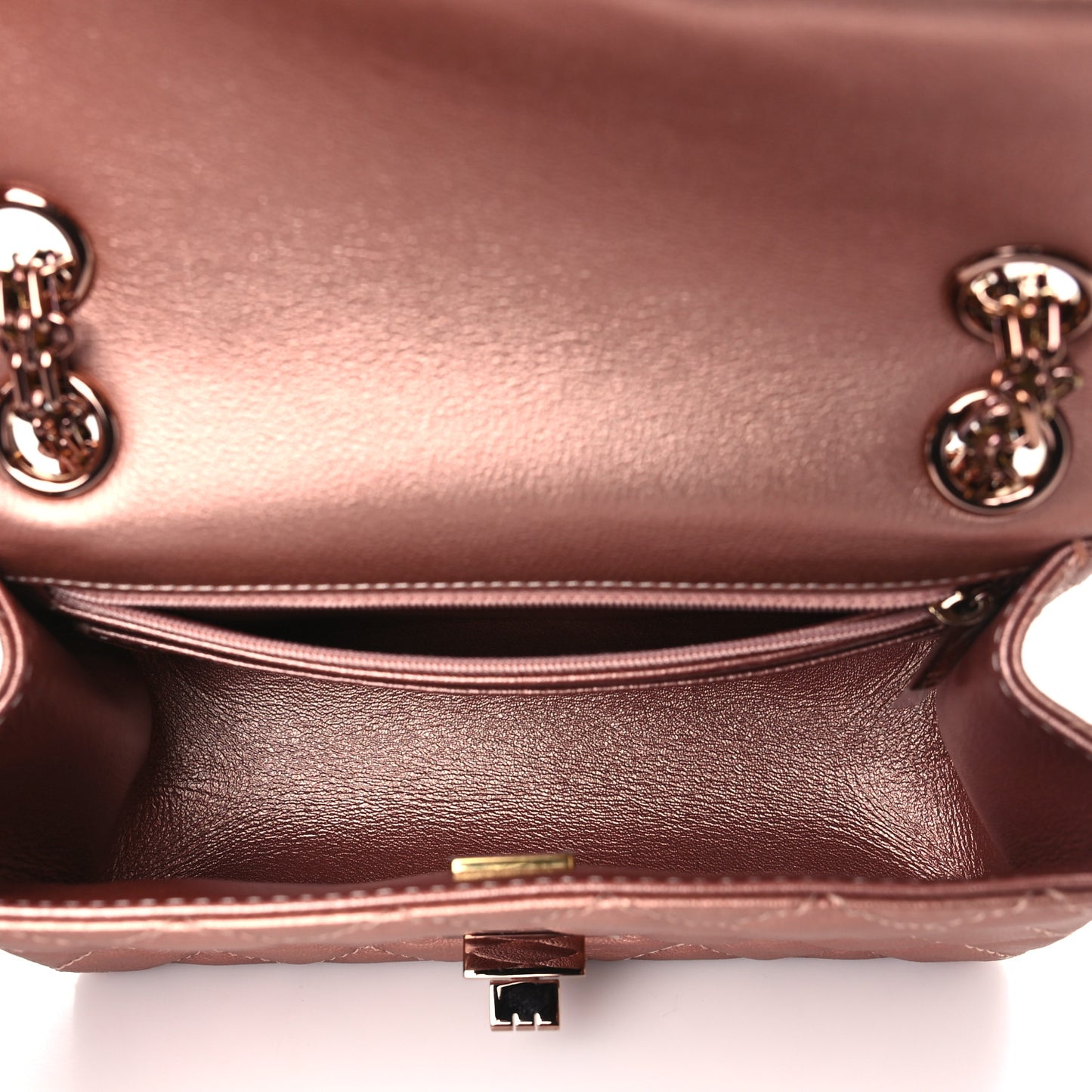 Metallic Grained Calfskin Quilted 2.55 Reissue Mini Flap Copper Pink