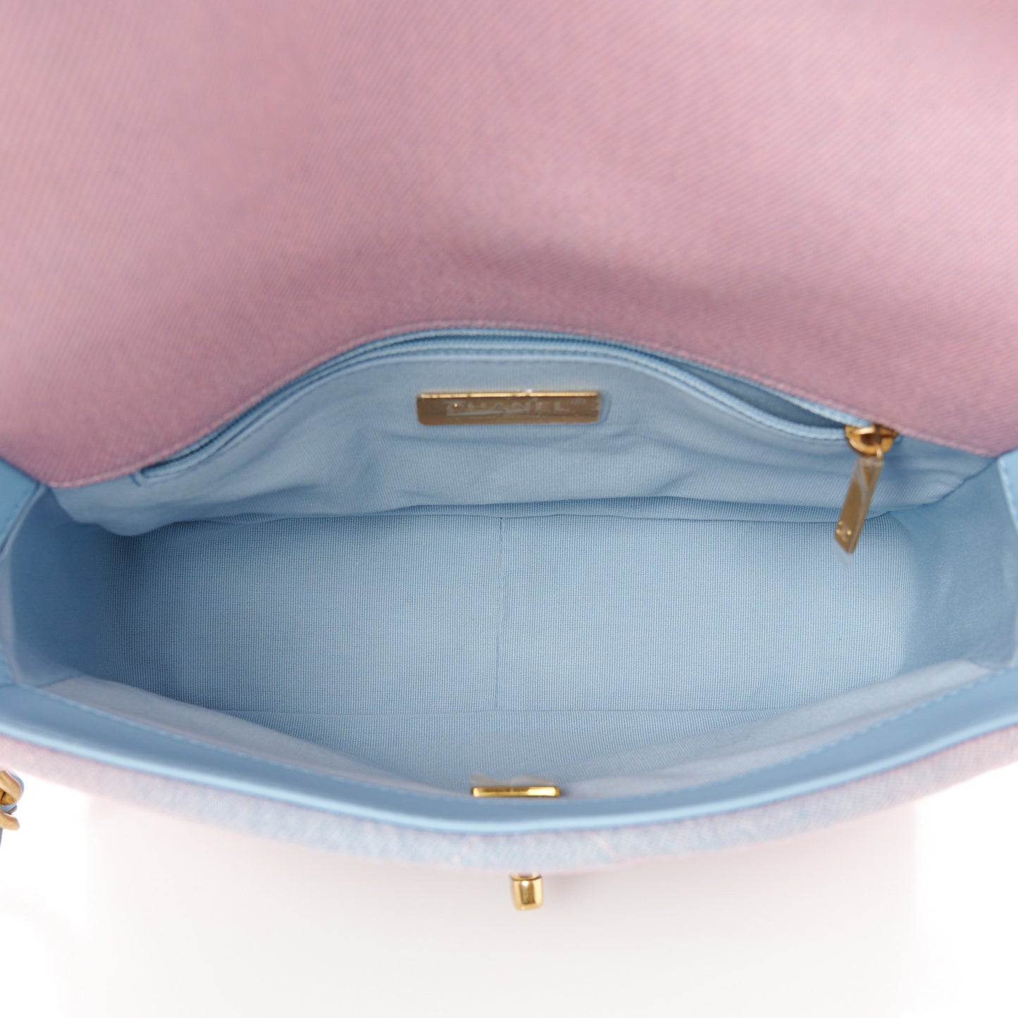 Denim Quilted Medium Chanel 19 Flap Blue Pink