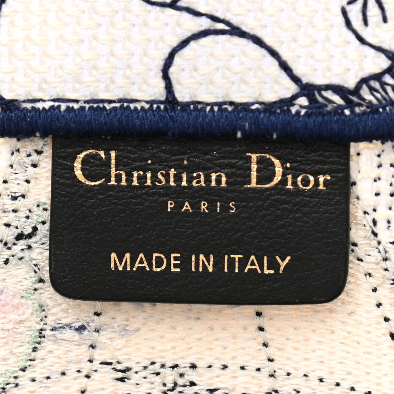 Christian Dior Canvas Embroidered Large Around The World Book Tote Blue 8 of 10
