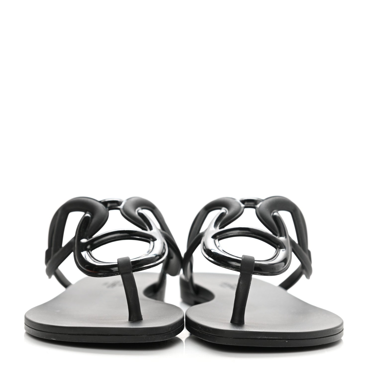 Hermes Rubber Womens Egerie Sandals 37 Black 2 of 9