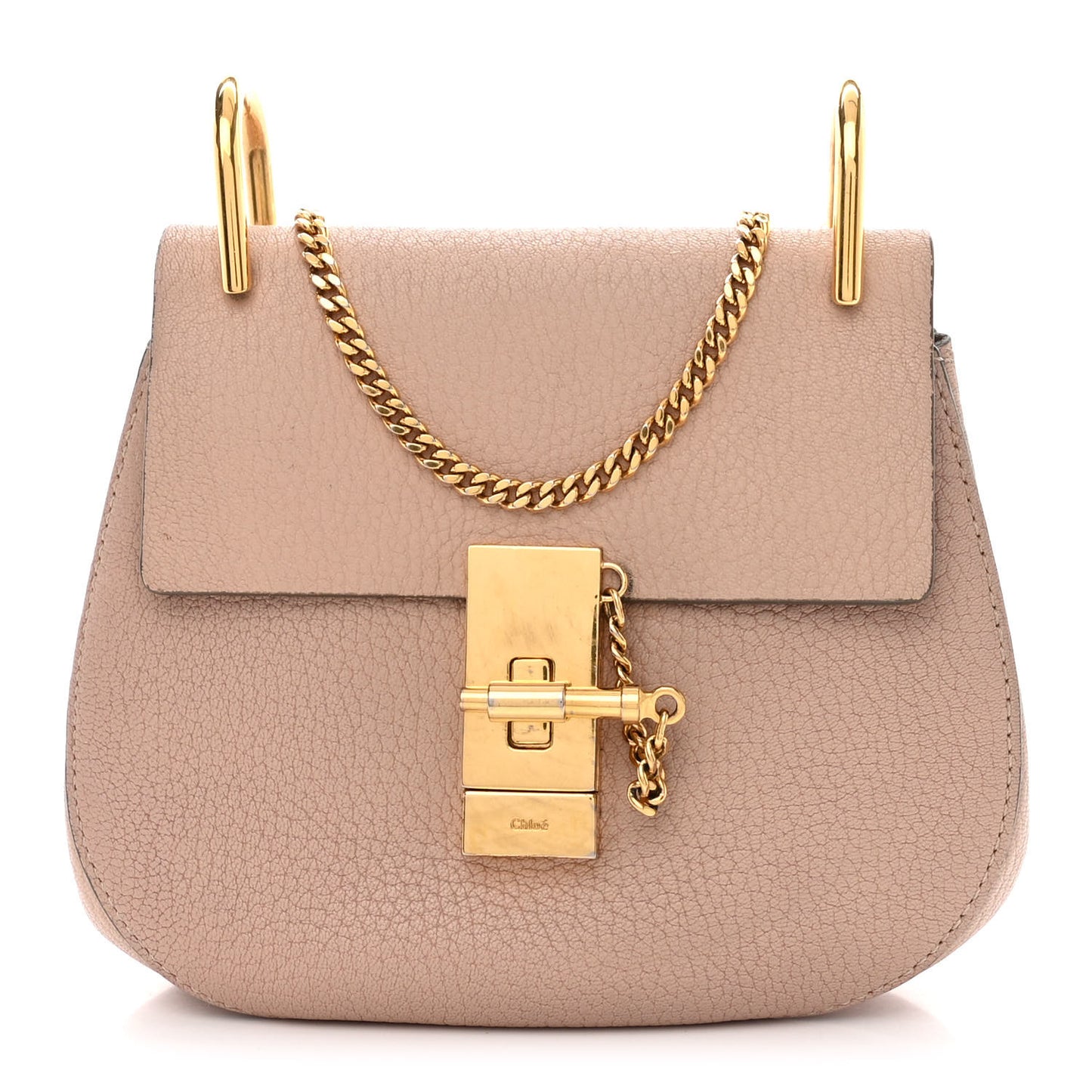 Grained Lambskin Mini Drew Shoulder Bag Cement Pink