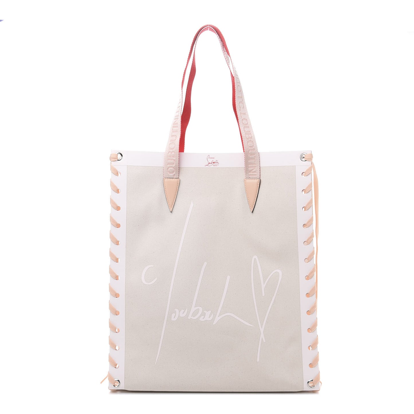 Braided Canvas Small Cabalace Shopper Tote Beige