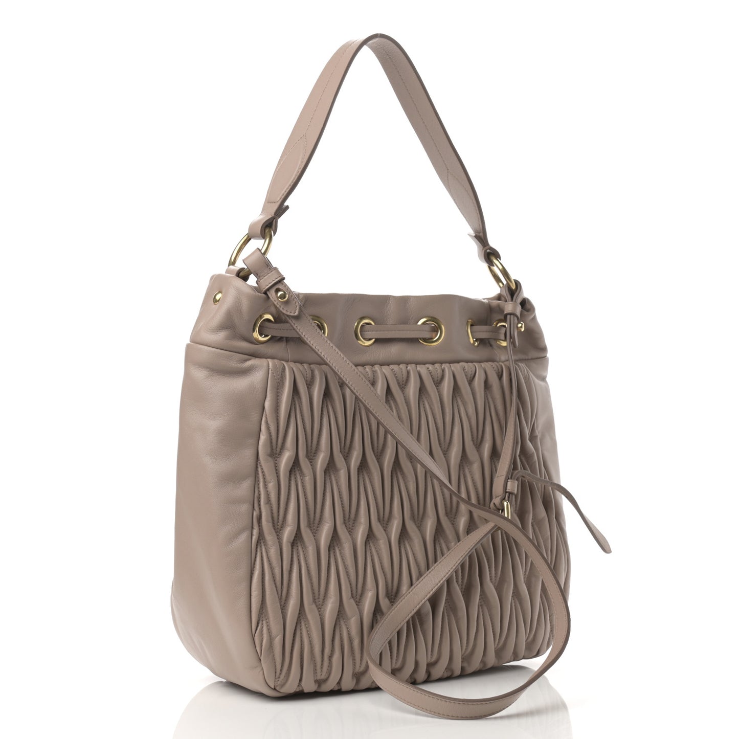 Nappa Matelasse Bucket Bag Cammeo