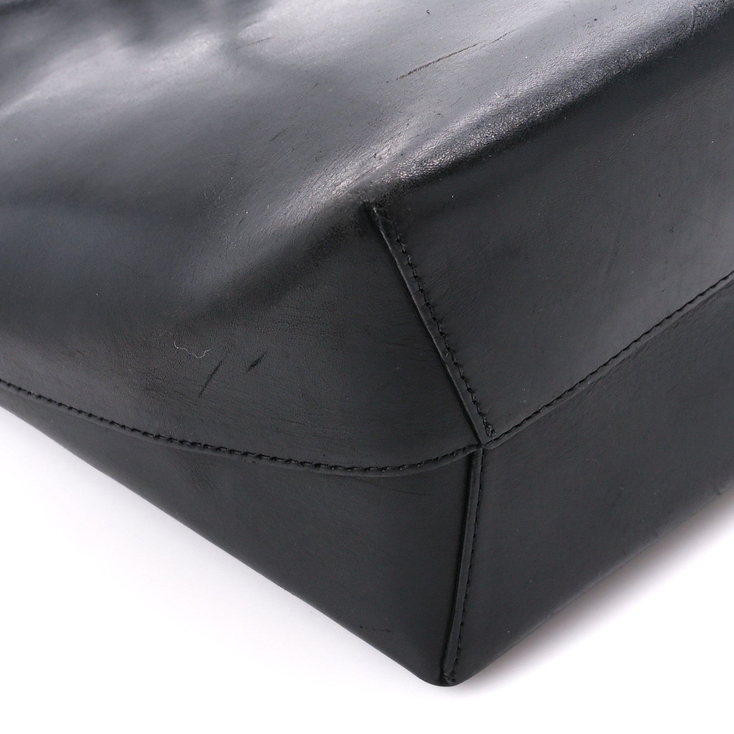 Mansur Gavriel Vegetable Tanned Calfskin Bucket Bag Black Royal 9 of 10