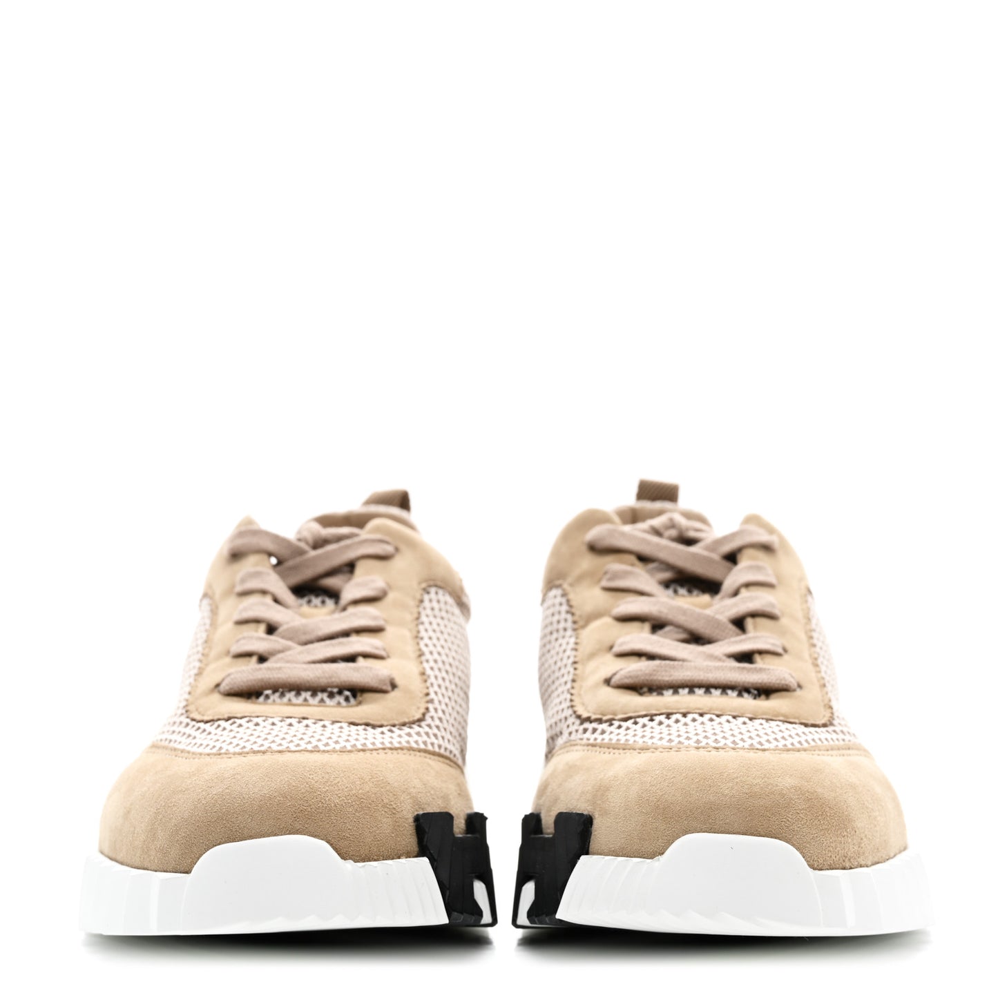 Air Mesh Suede Goatskin Bouncing Sneakers 39 Beige Argile