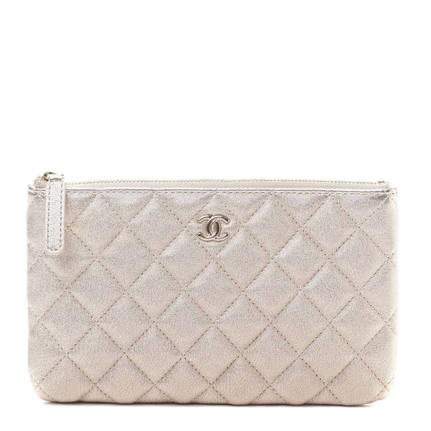Chanel Metallic Lambskin Quilted Cosmetic Pouch Gold 1 of 9