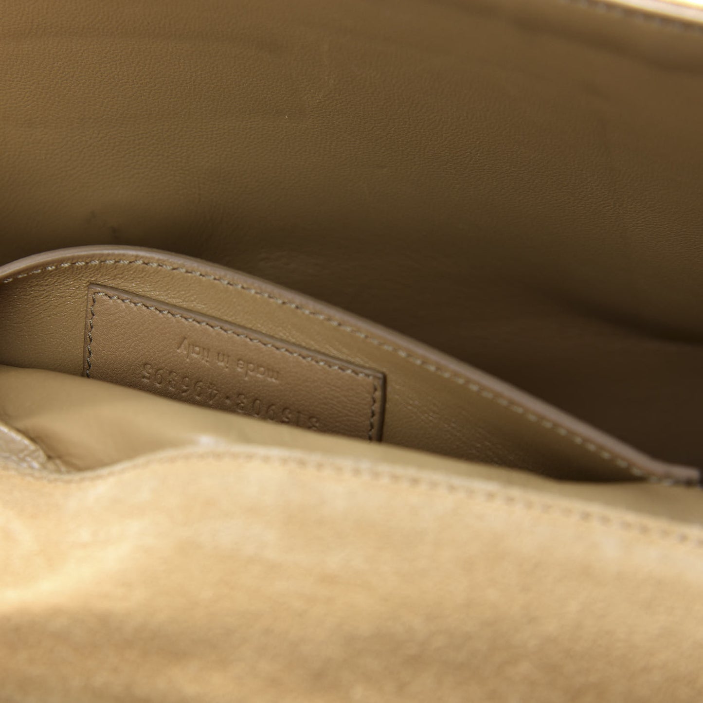 Suede Studded Diagonal Clutch Beige
