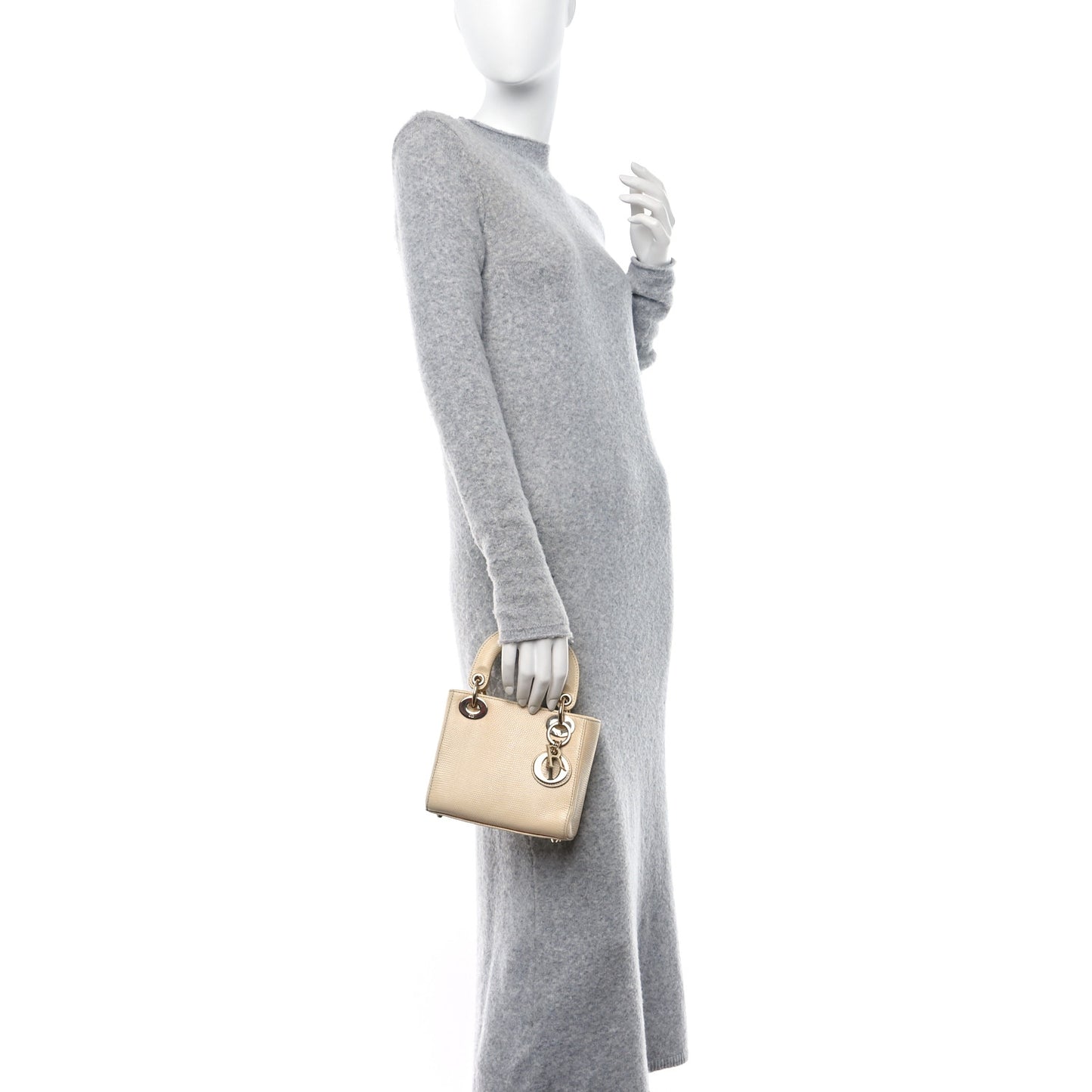 Lizard Mini Lady Dior White