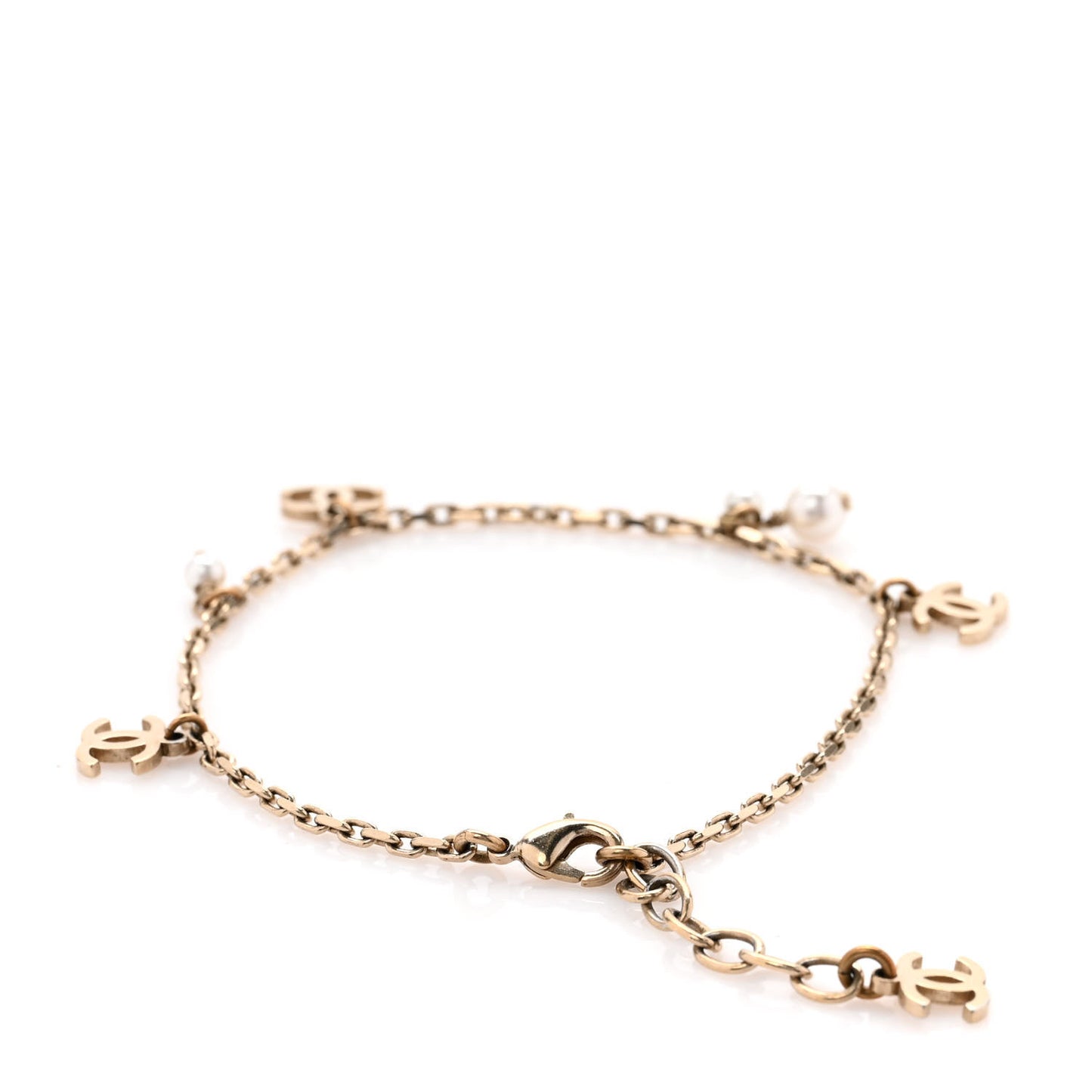 Pearl CC Chain Anklet Gold
