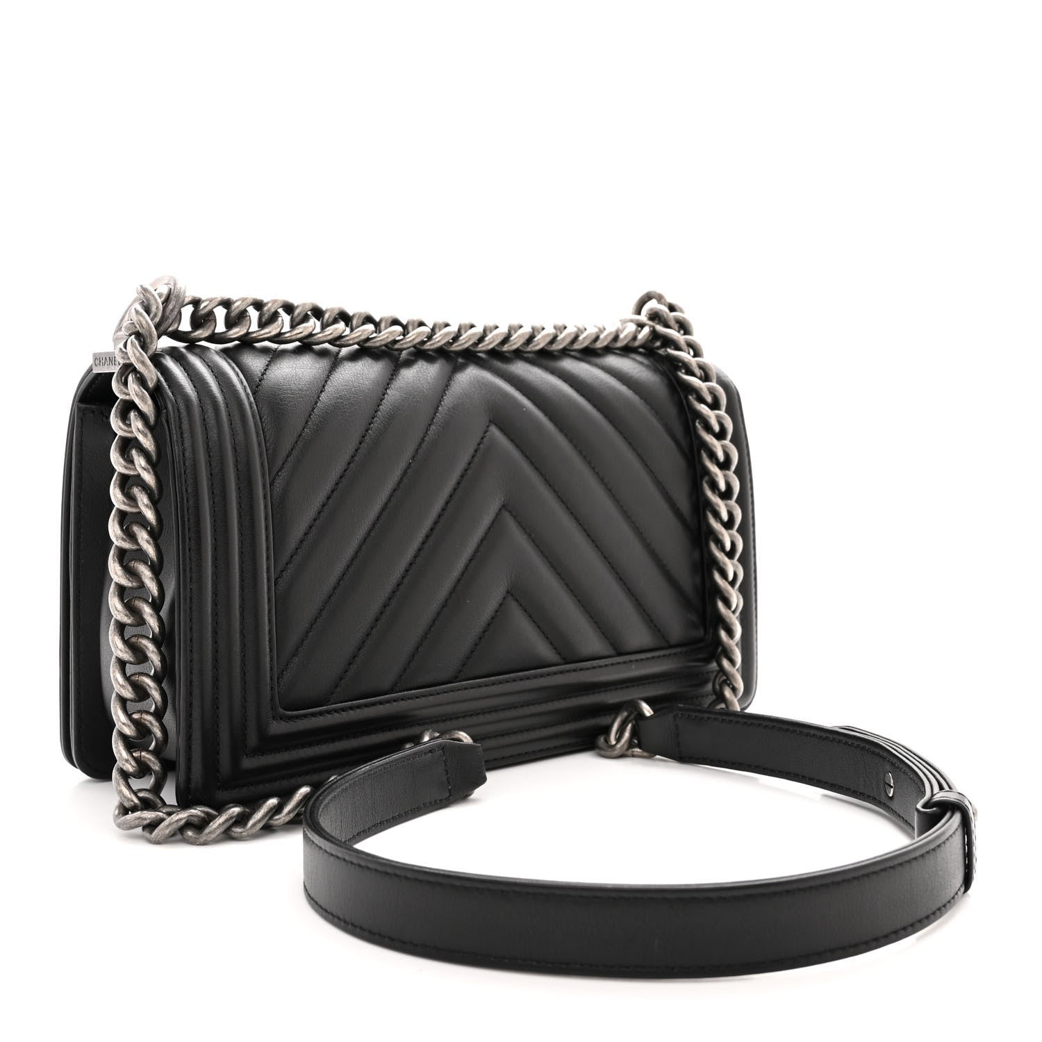 Chanel Lambskin Chevron Quilted Medium Boy Flap Black 3 of 11