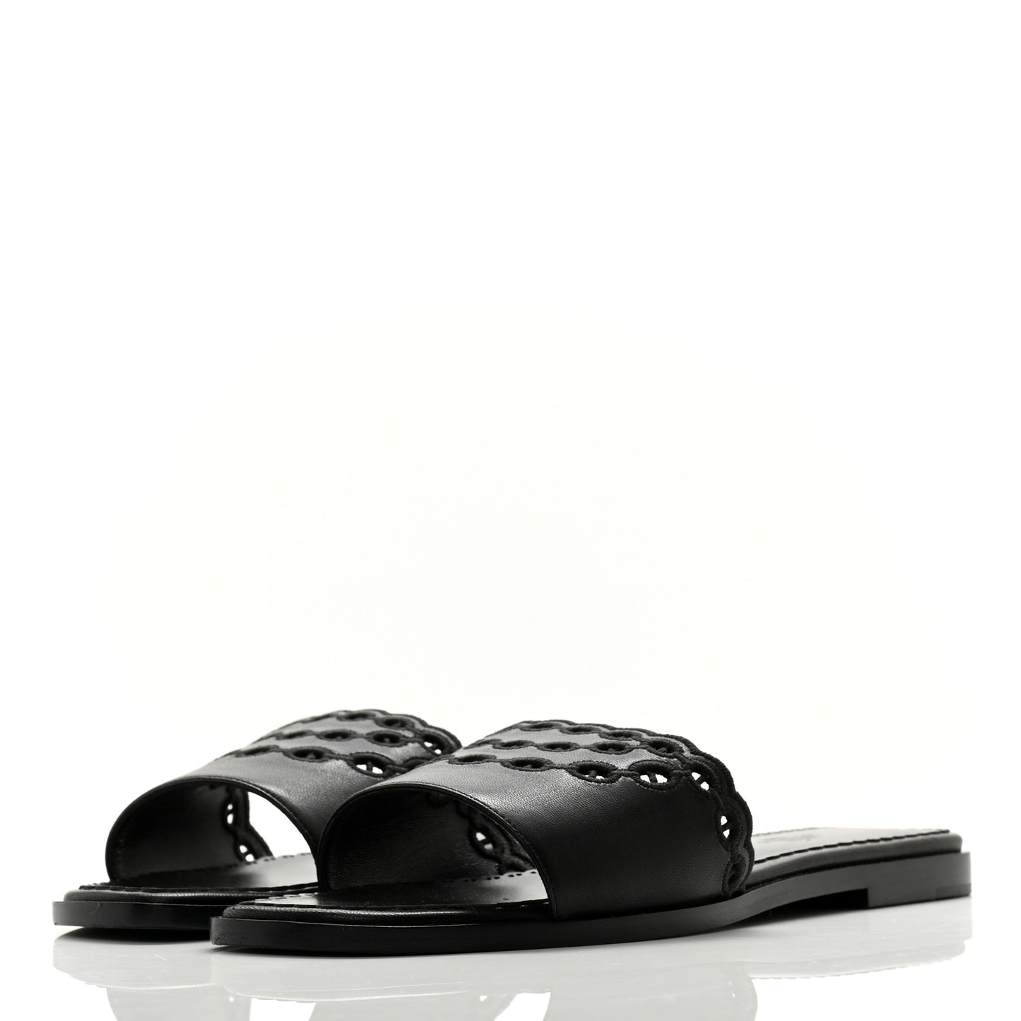 Calfskin Chaine d'Ancre Gaelle Sandals 40.5 Black