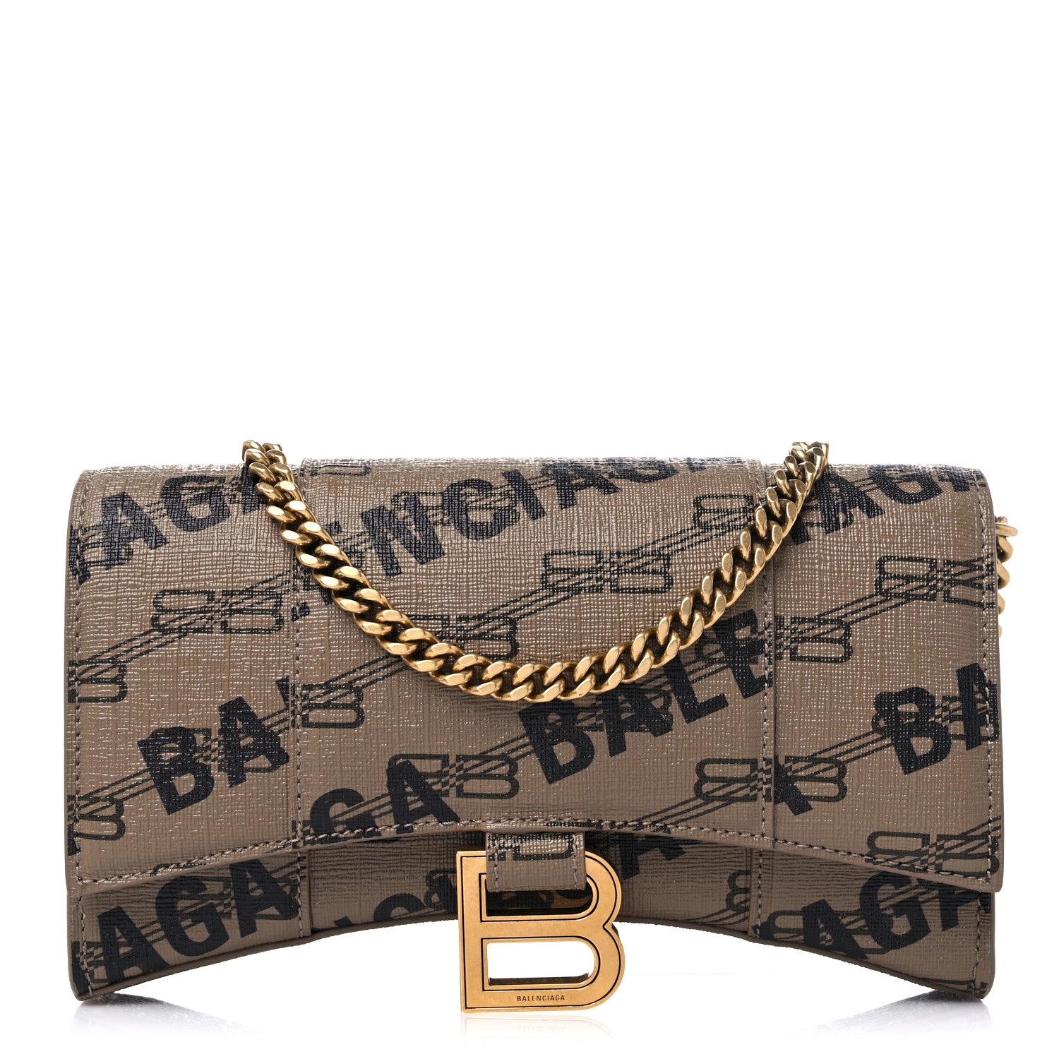 Balenciaga Coated Canvas BB Monogram Allover Logo Hourglass Chain