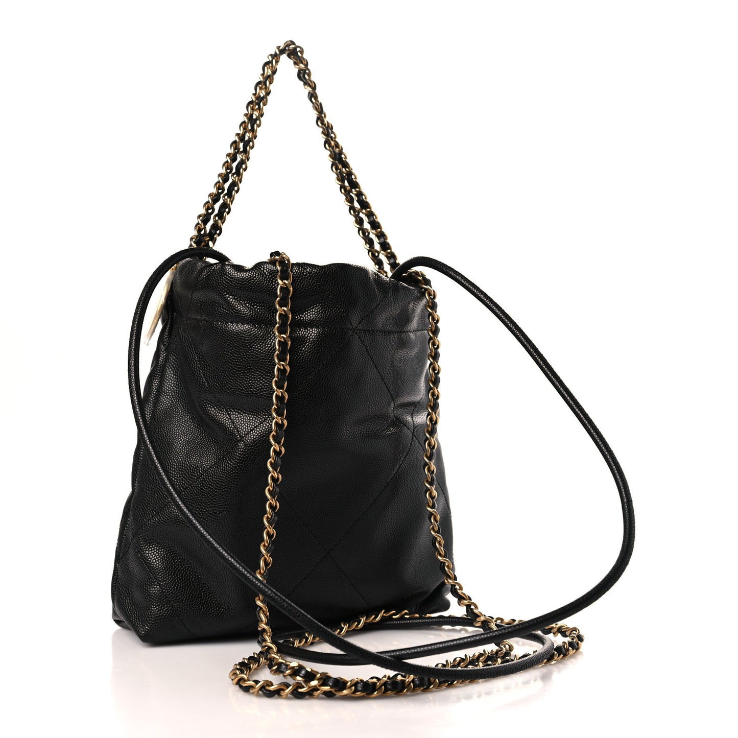 Shiny Caviar Quilted Monochrome Mini Chanel 22 Black