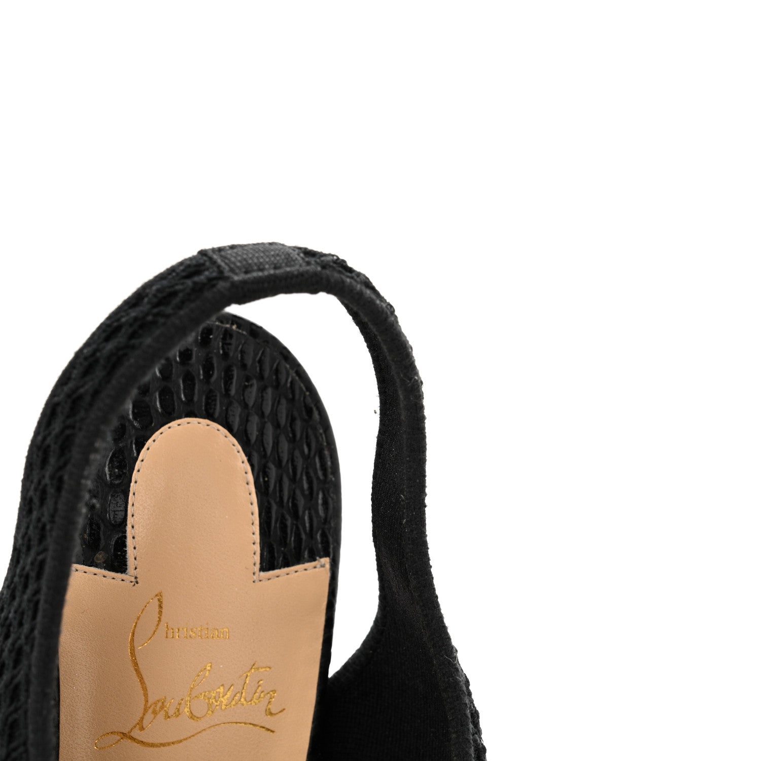 Christian Louboutin Calfskin Mesh Snakeskin Embossed Georgette 85 Sandals 38 Black 9 of 10
