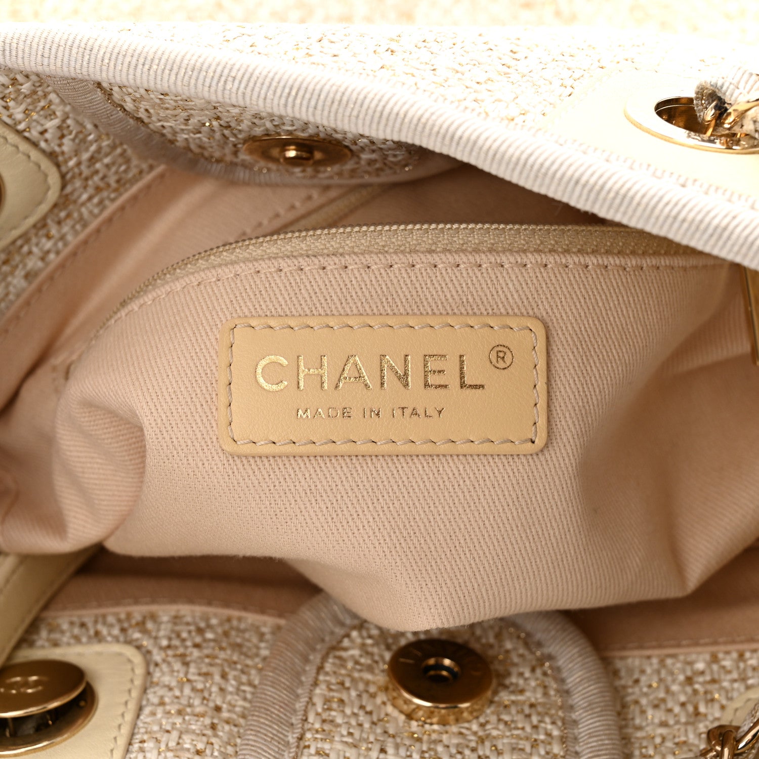 Chanel Lurex Boucle Mini Deauville Tote White 6 of 10