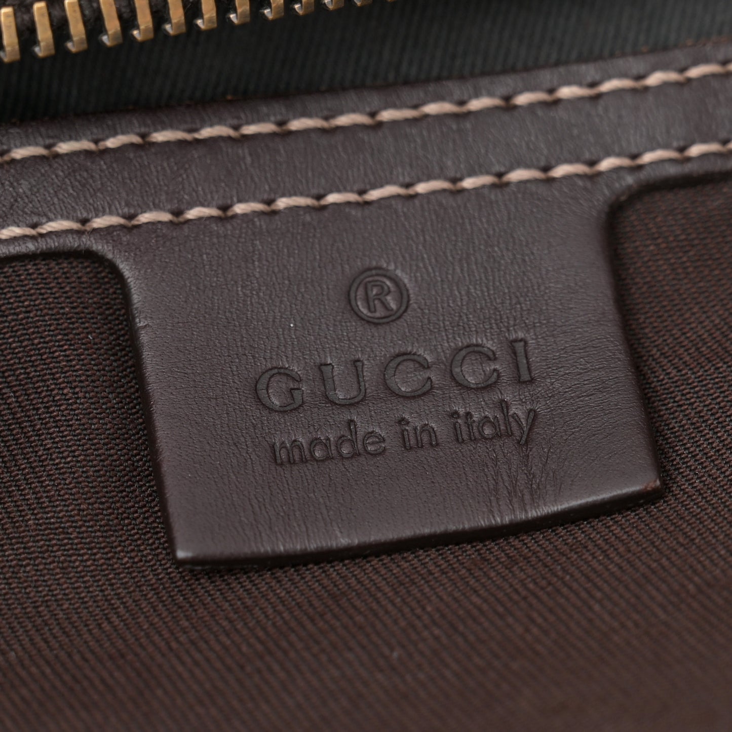 GG Supreme Monogram Large Zippered Shopping Tote Brown