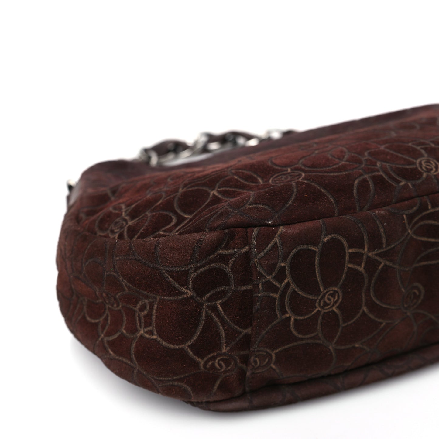 Suede Camellia Shoulder Bag Brown