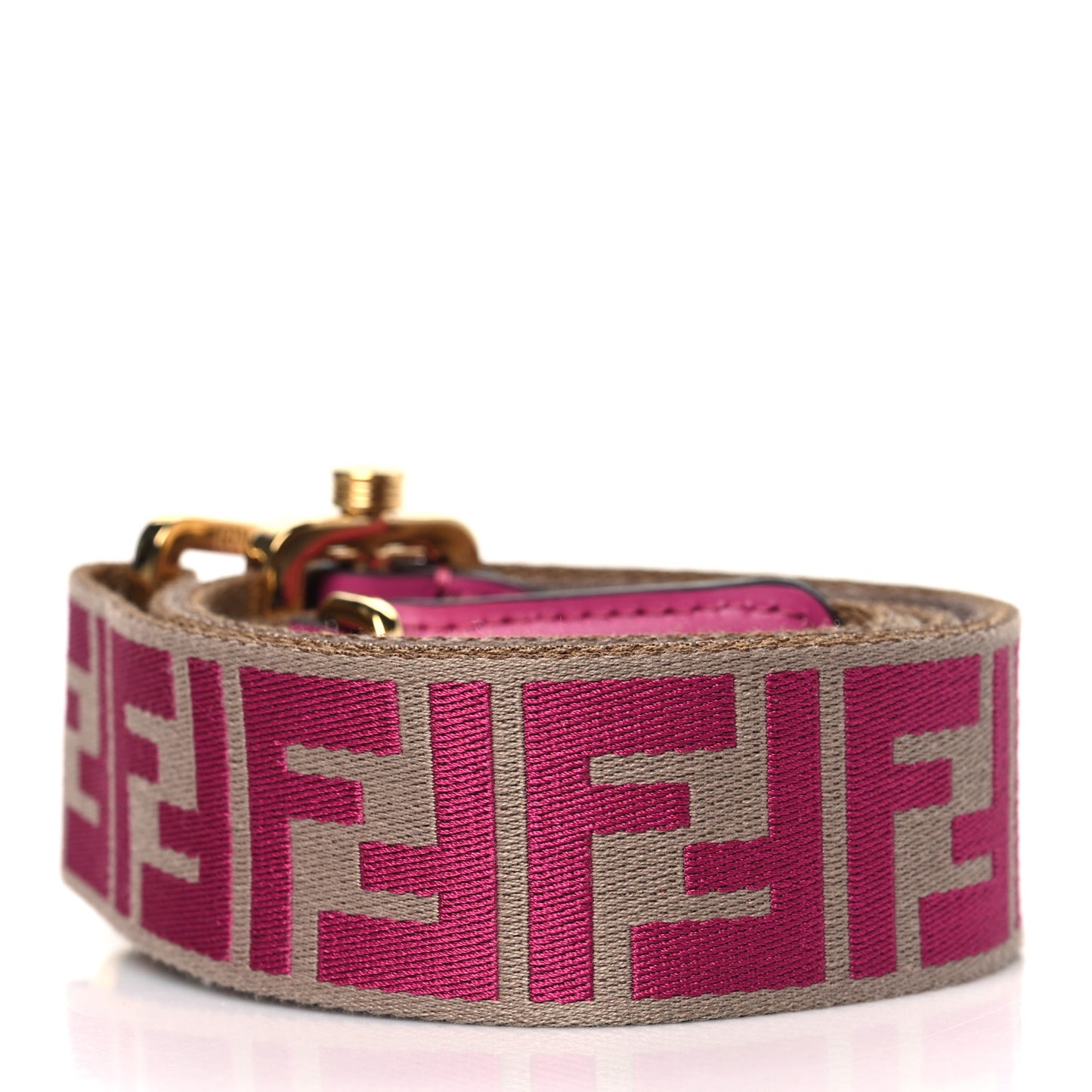 Ribbon Vitello Seta FF 1974 Pequin Reversible Adjustable Strap You Marrone Pink