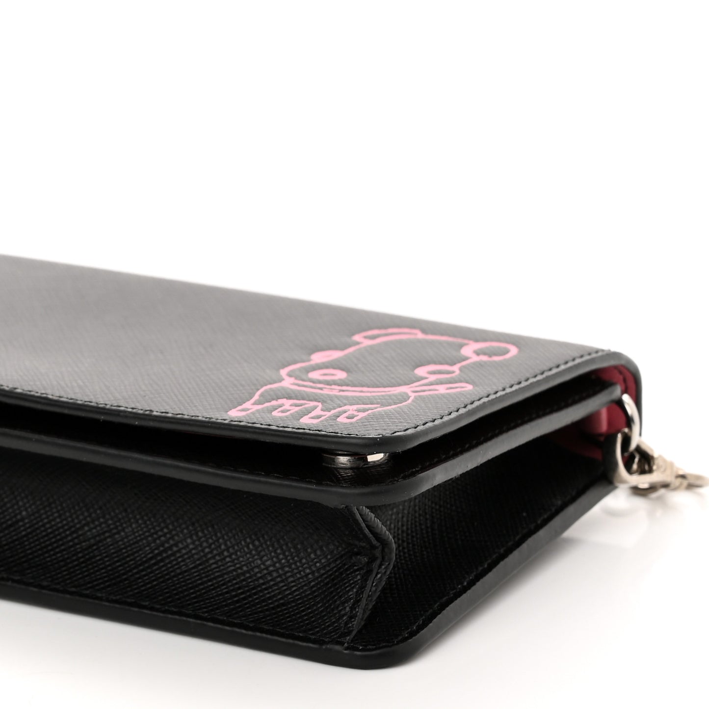 Saffiano Pradamalia Mini Chain Bag Black Begonia