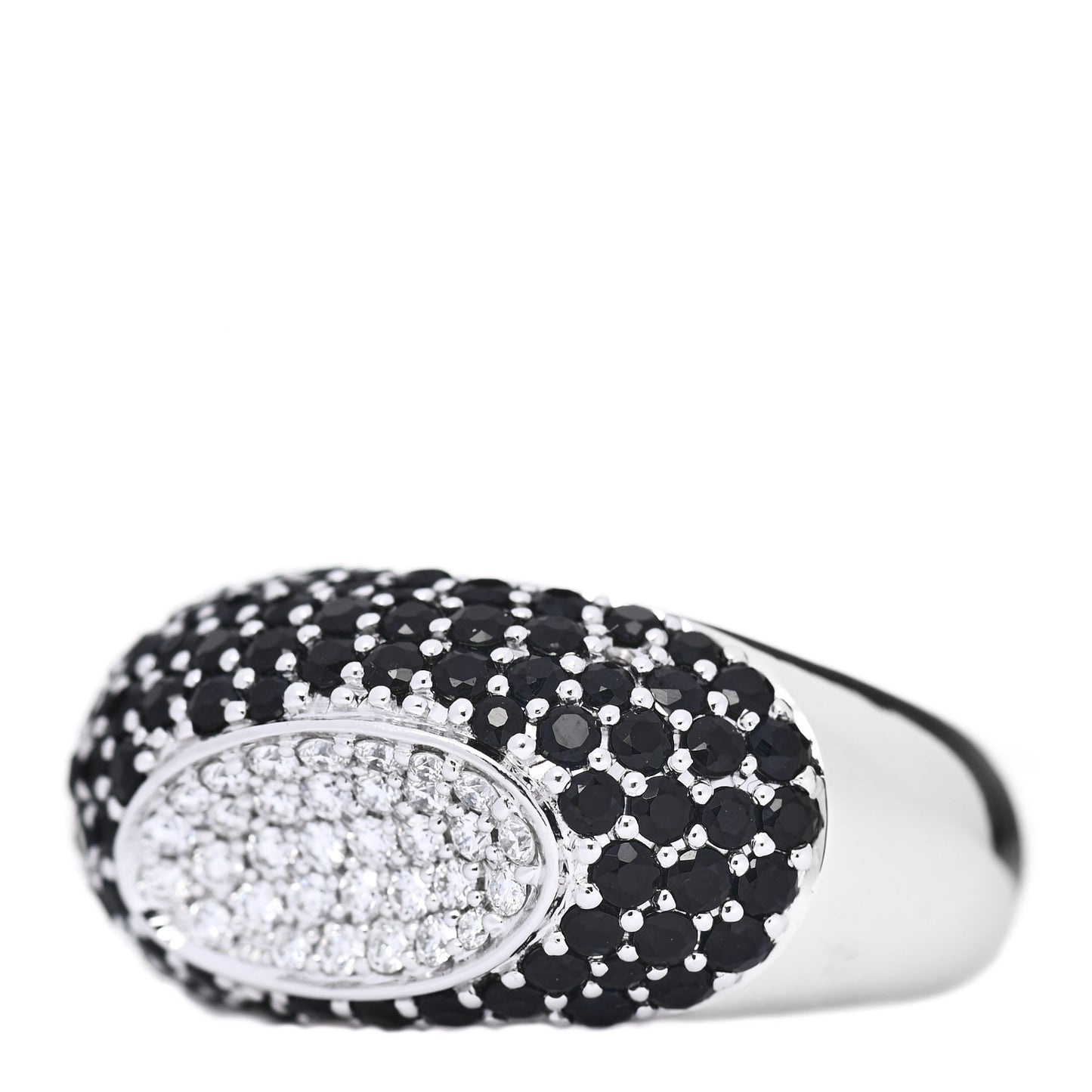 18K White Gold Diamond Black Sapphire Capri Ring 59 8.75