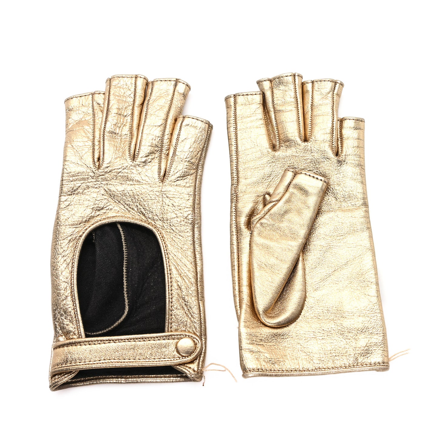 Metallic Nappa Donna Fingerless Gloves 7 Gold