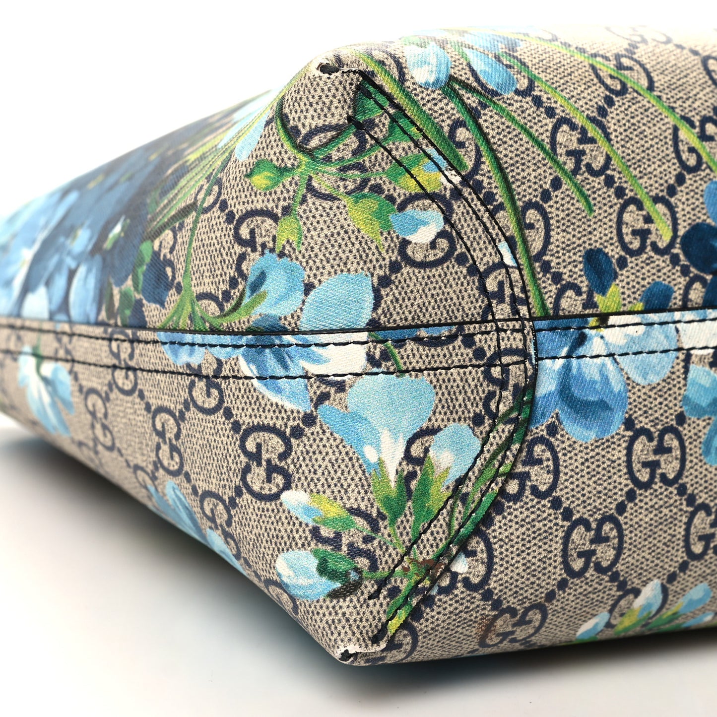 GG Supreme Monogram Blooms Small Reversible Tote Beige Blue Navy