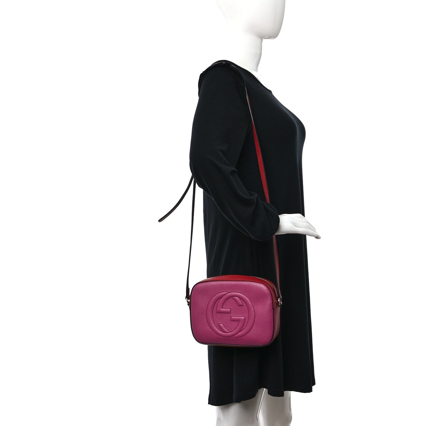Dollar Calfskin Bi-Color Small Soho Disco Bag New Rosette Hibiscus Red