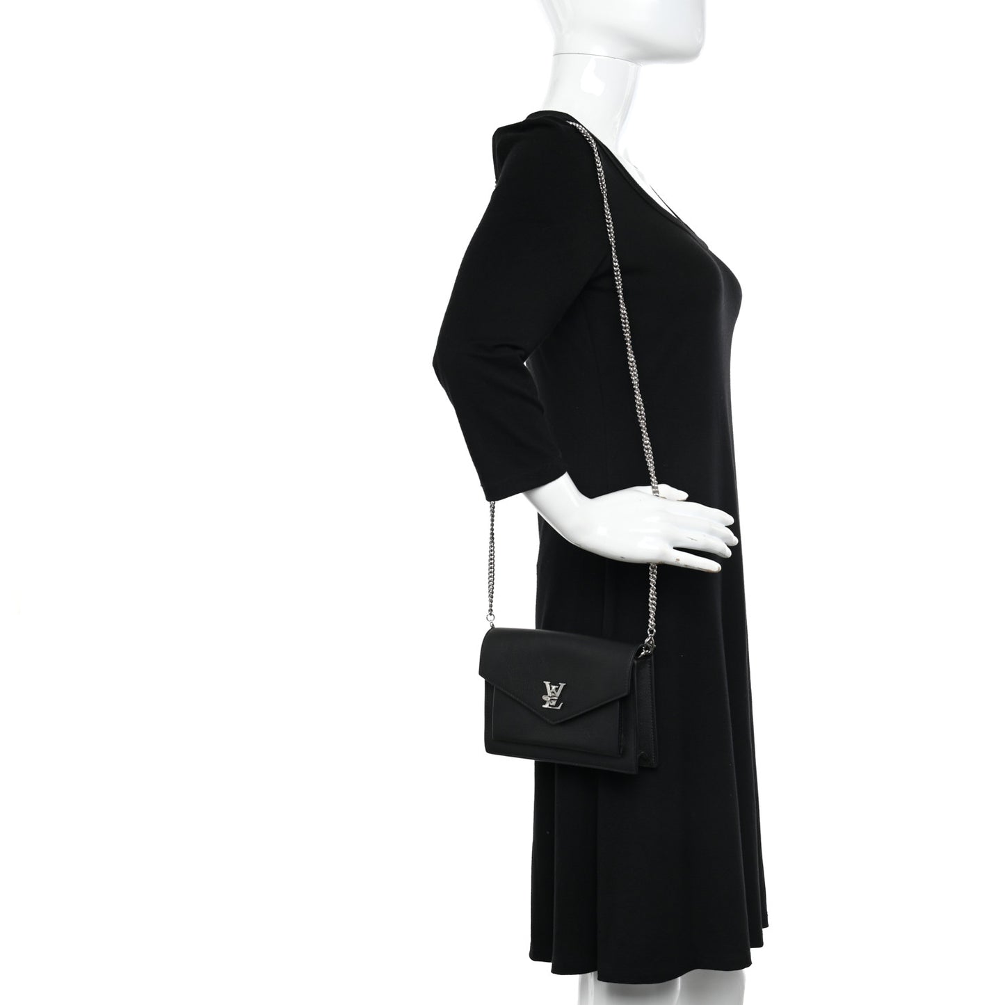 Soft Calfskin My Lockme Chain Pochette Black