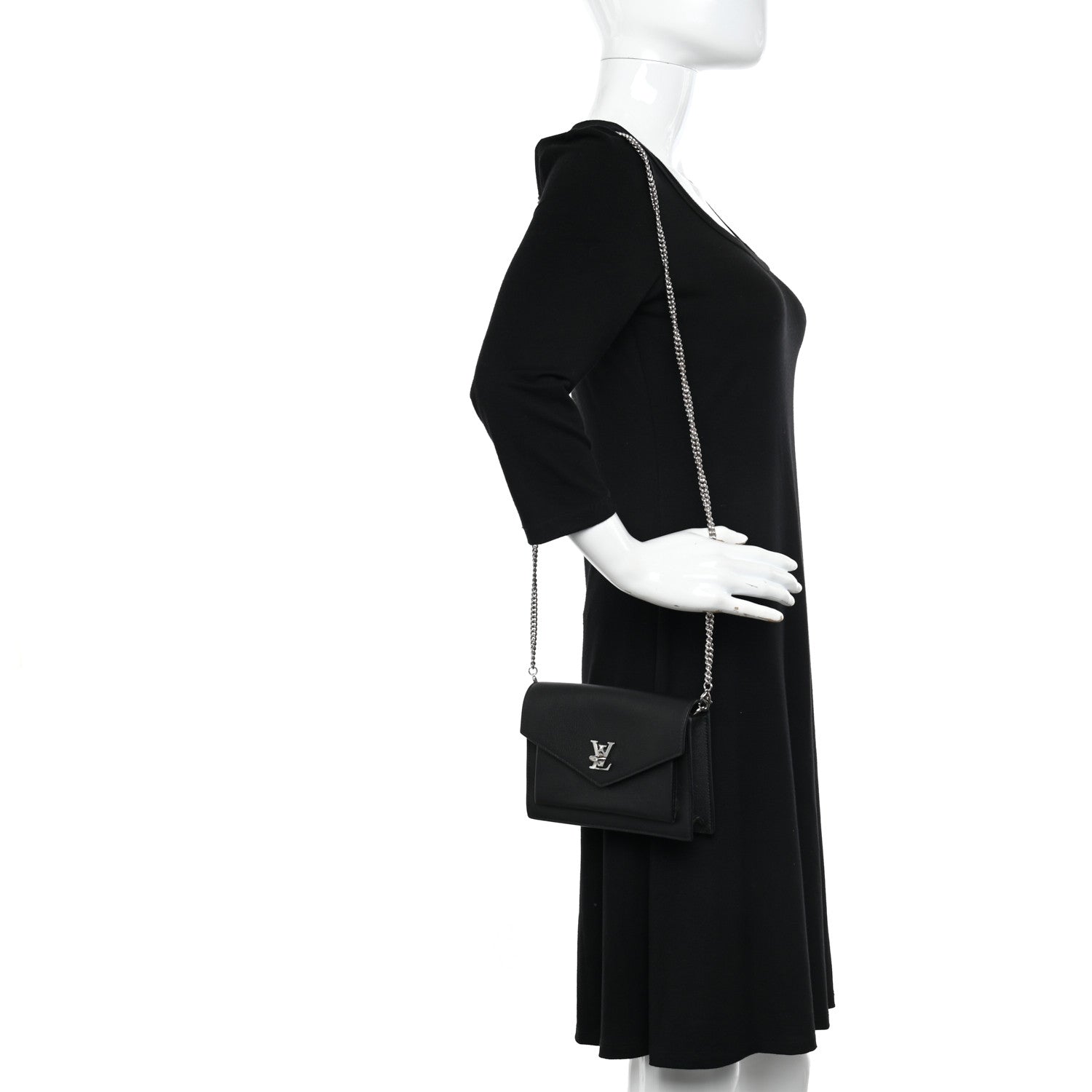 Louis Vuitton Soft Calfskin My Lockme Chain Pochette Black 2 of 9