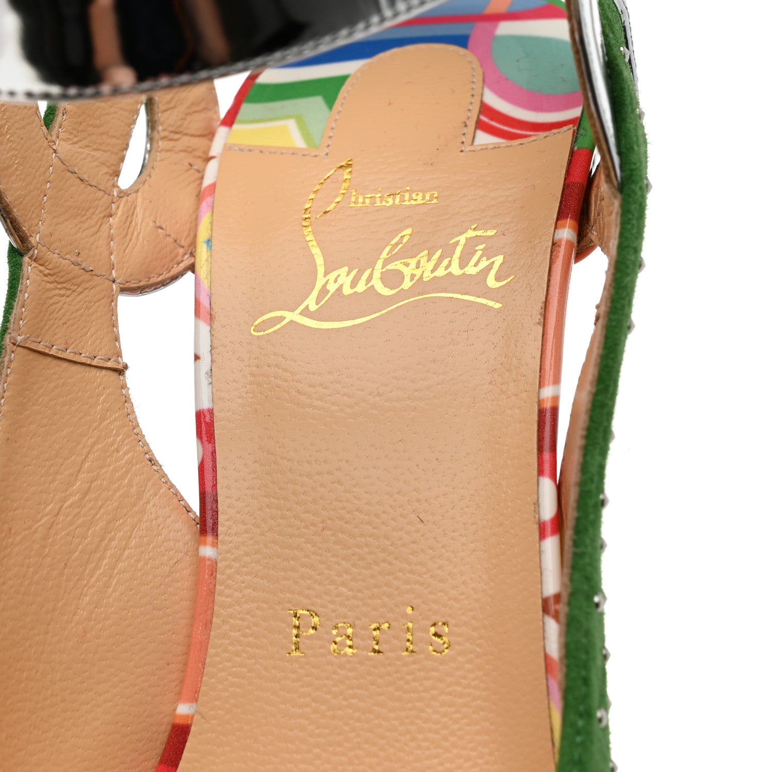 Christian Louboutin Suede Metallic Studded Loopinga 100 Pumps 37.5 Multicolor 6 of 7