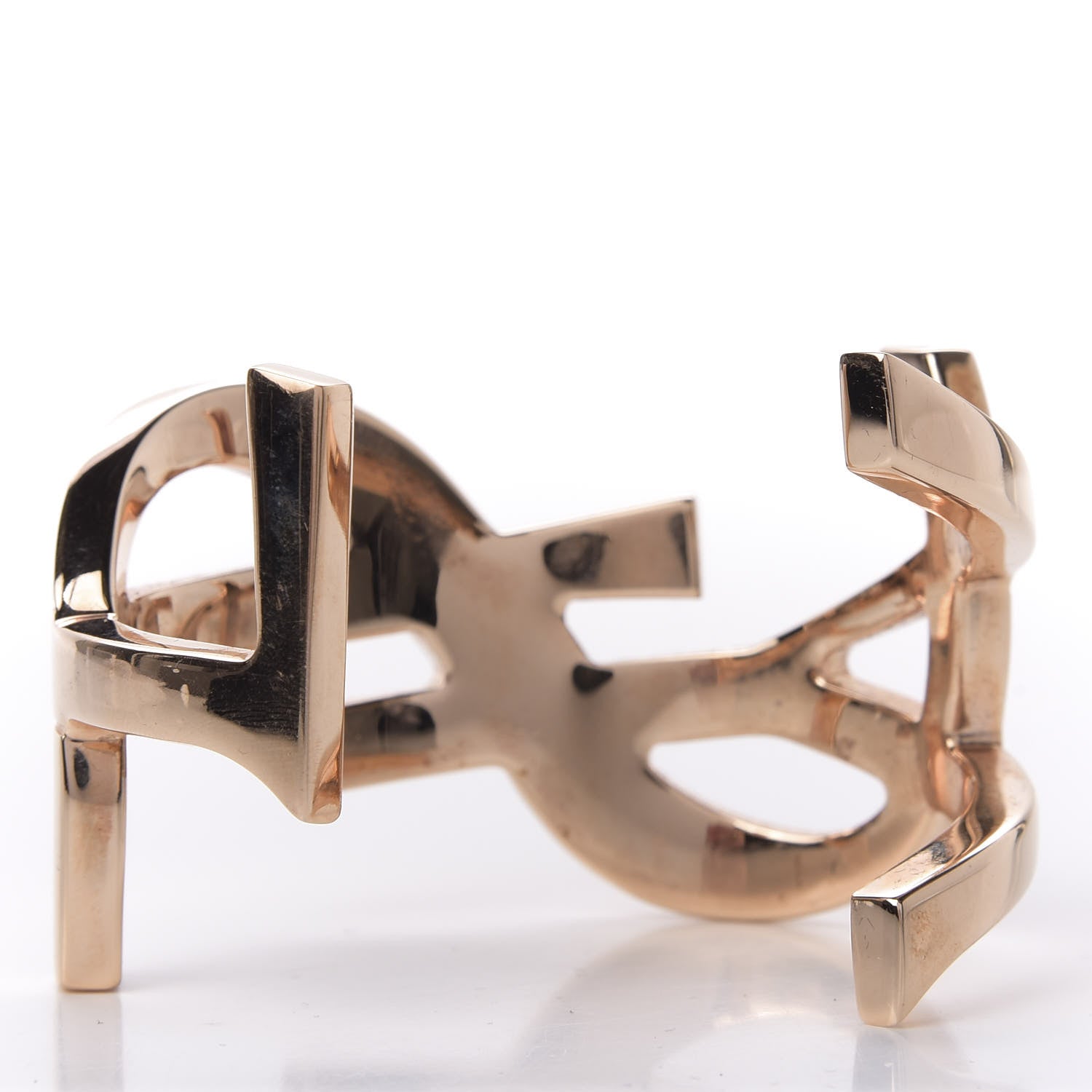 Saint Laurent Brass Monogram Cuff Bracelet Rose Gold 3 of 5
